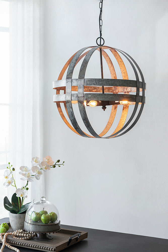 4-Light Galvanized Chandelier
