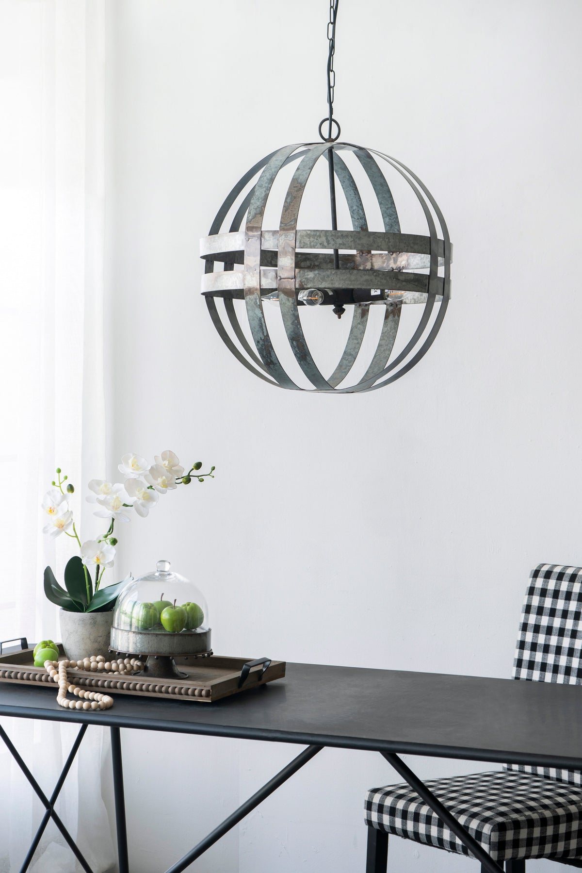 4-Light Galvanized Chandelier