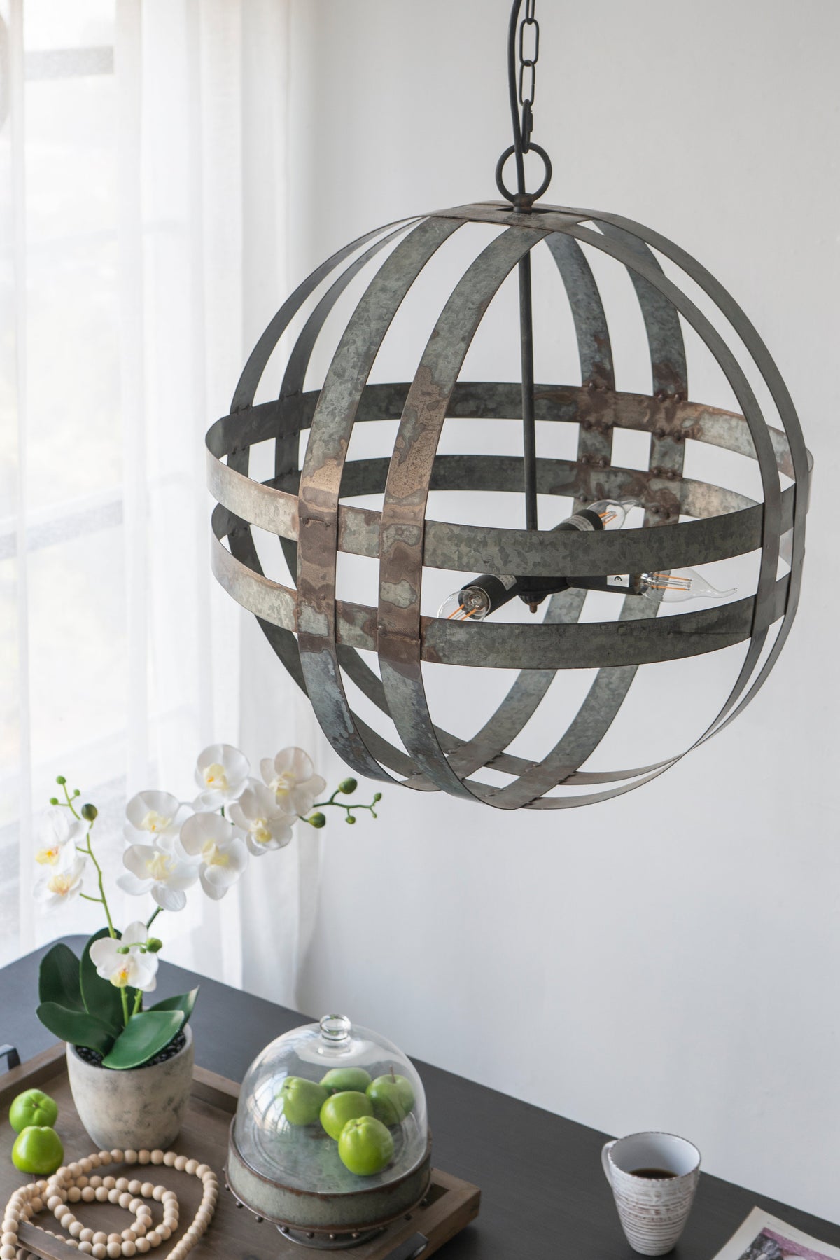 4-Light Galvanized Chandelier