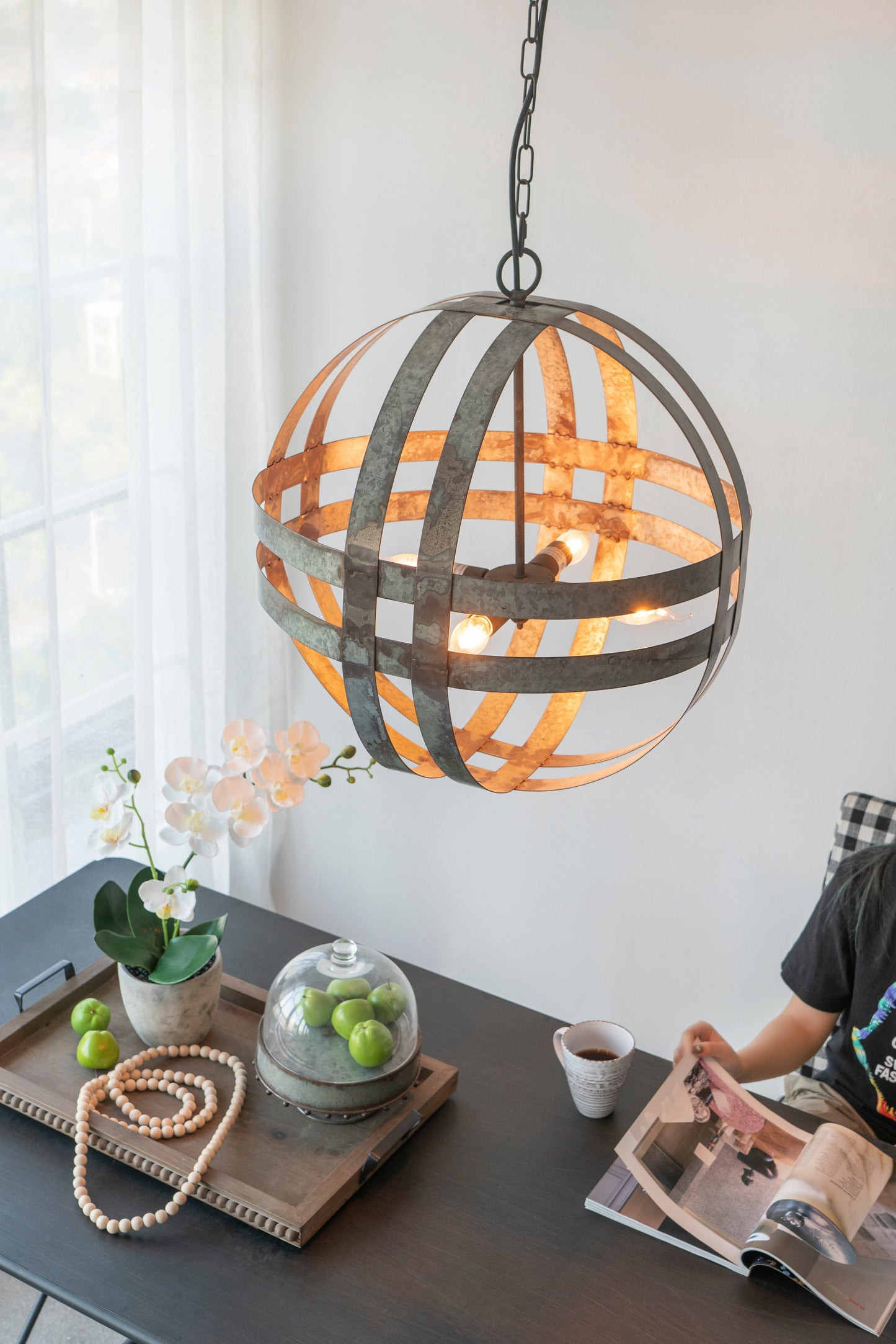 4-Light Galvanized Chandelier