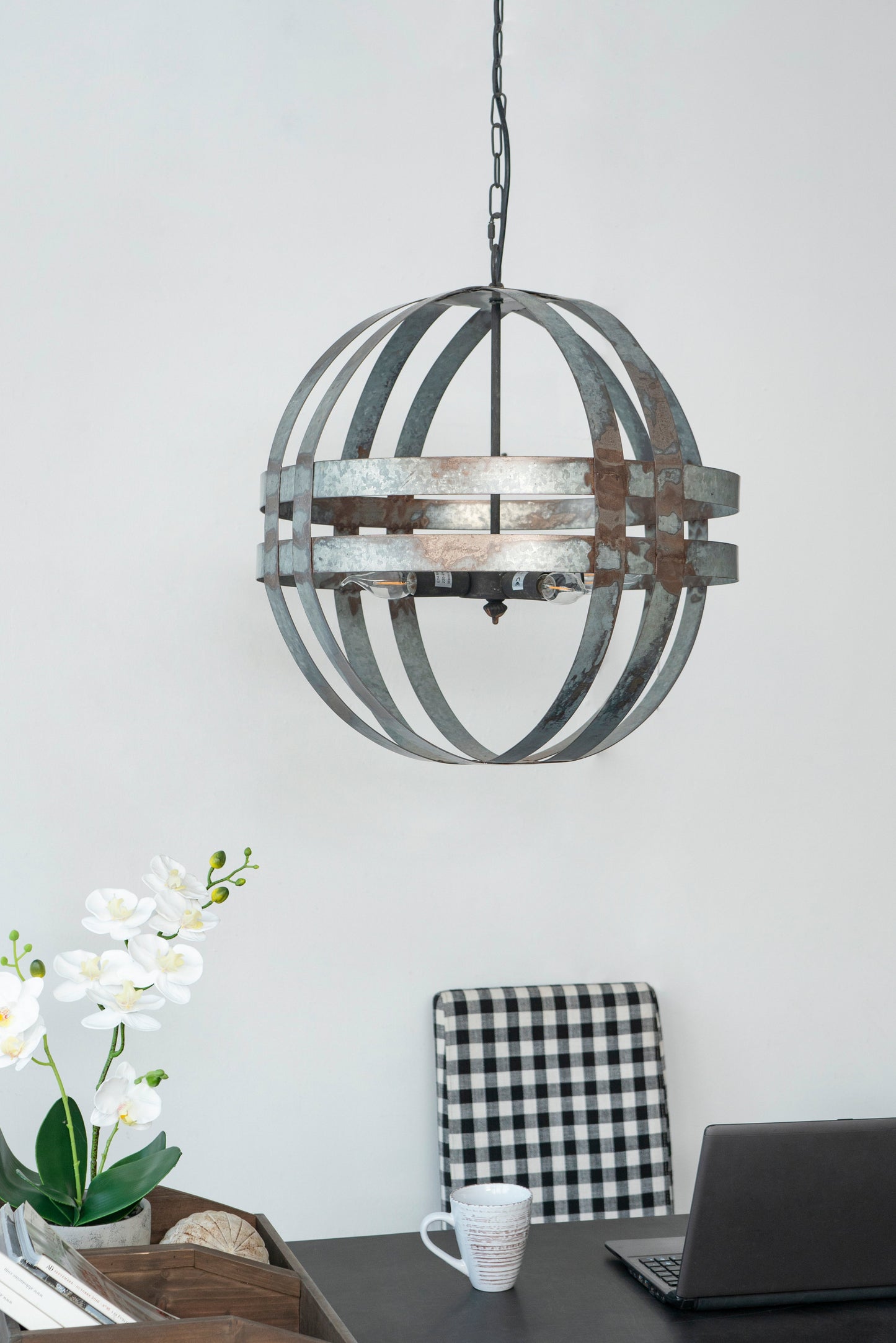 4-Light Galvanized Chandelier