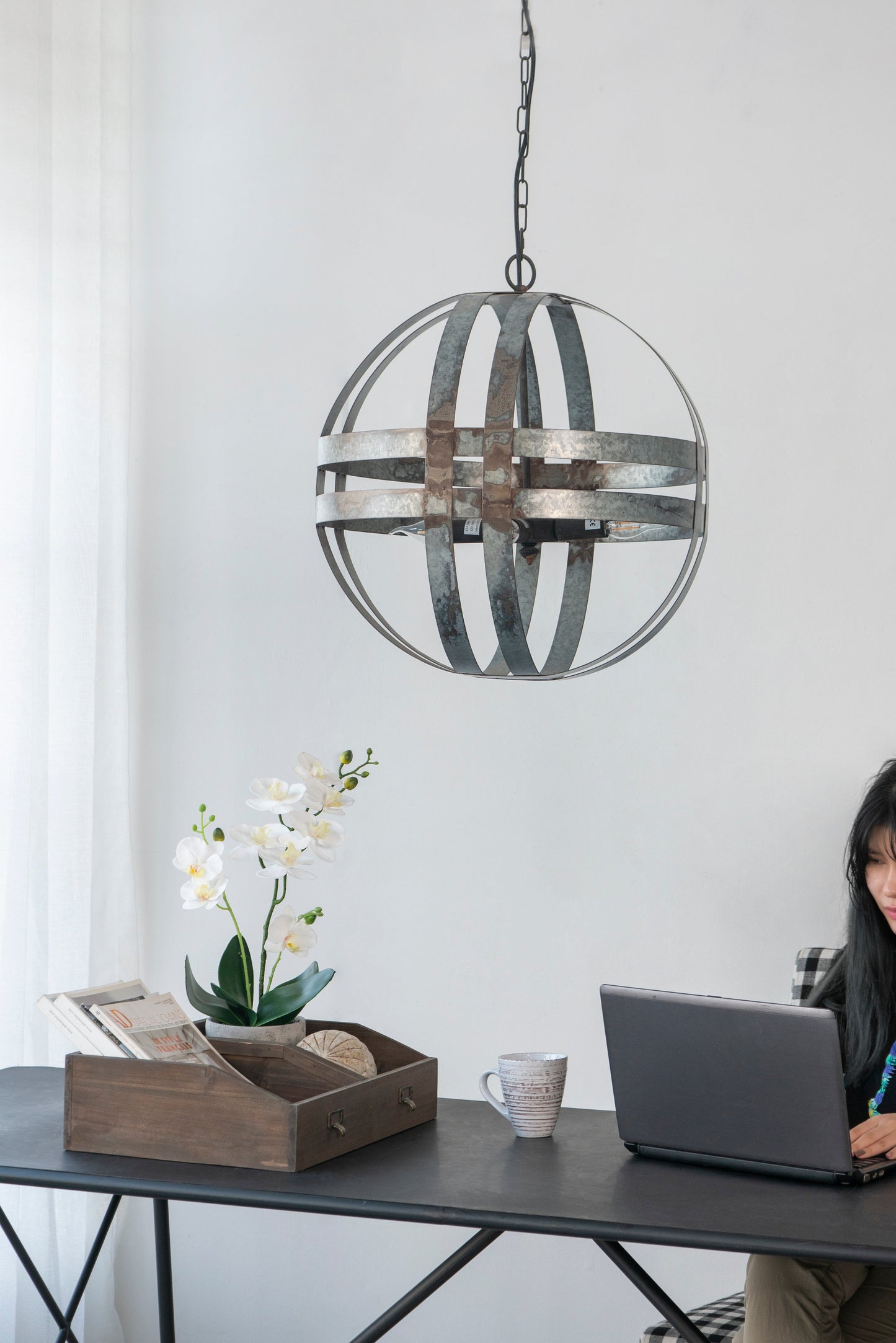 4-Light Galvanized Chandelier