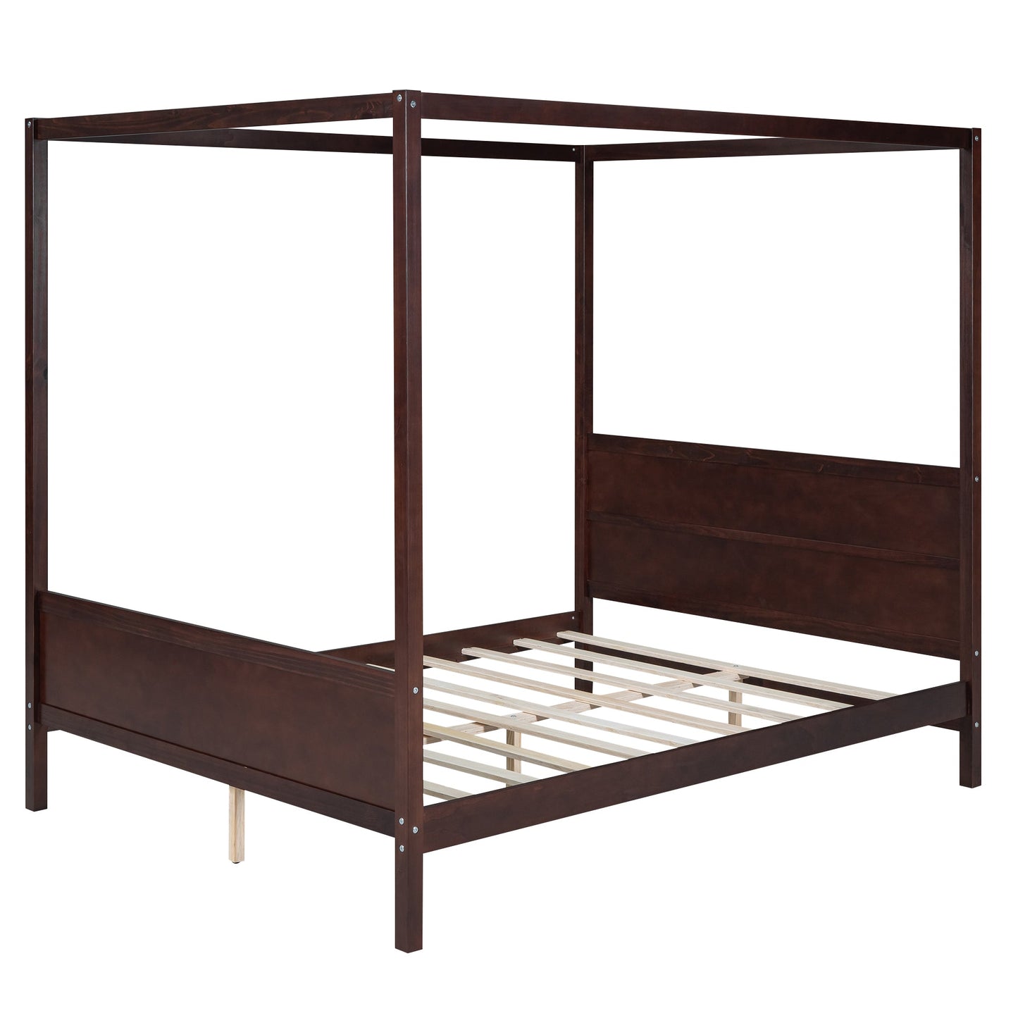 Queen Size Canopy Platform Bed with Headboard and Footboard