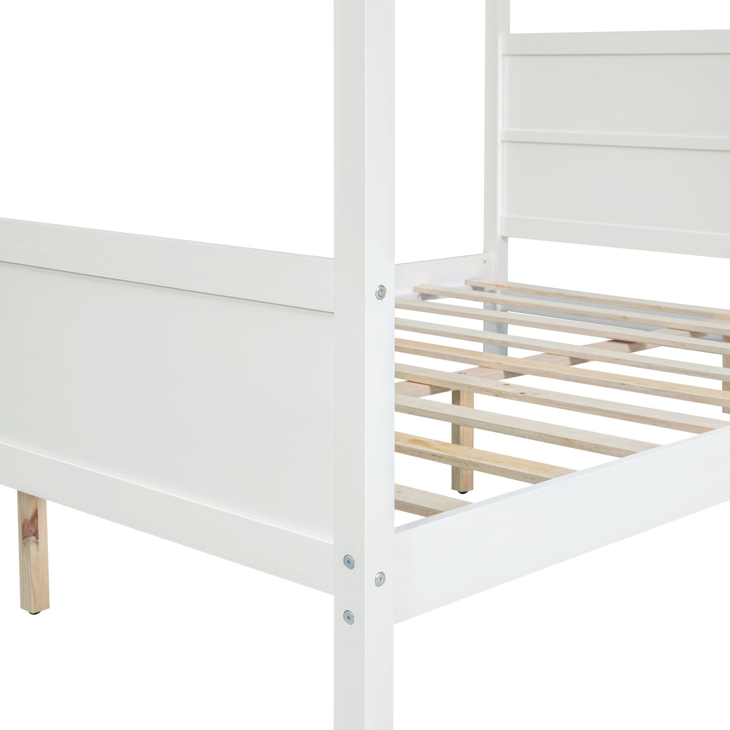 Queen Size Canopy Platform Bed with Headboard and Footboard