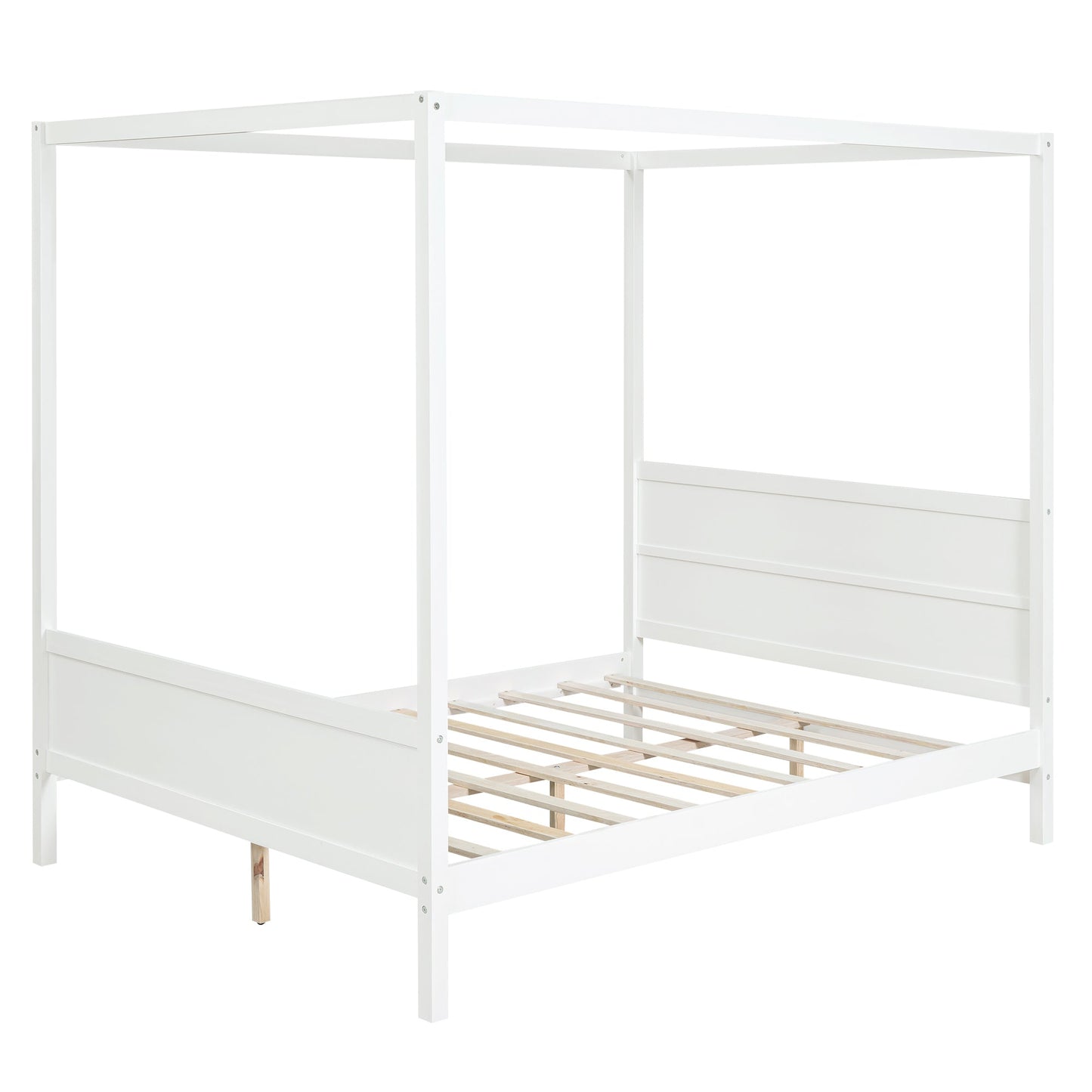 Queen Size Canopy Platform Bed with Headboard and Footboard