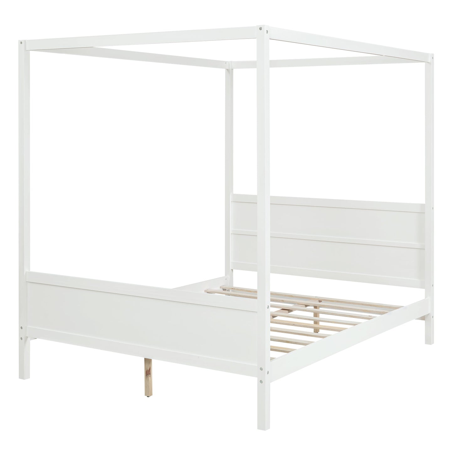 Queen Size Canopy Platform Bed with Headboard and Footboard