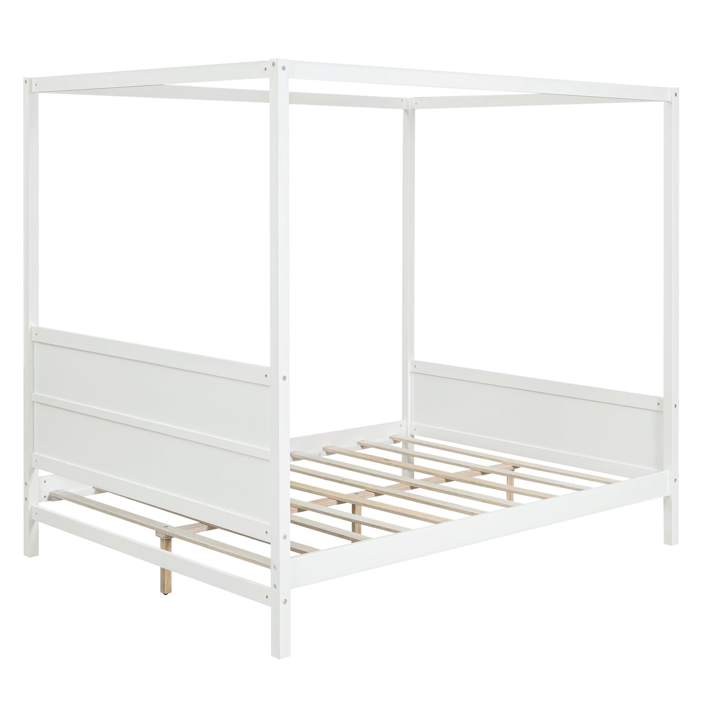 Queen Size Canopy Platform Bed with Headboard and Footboard