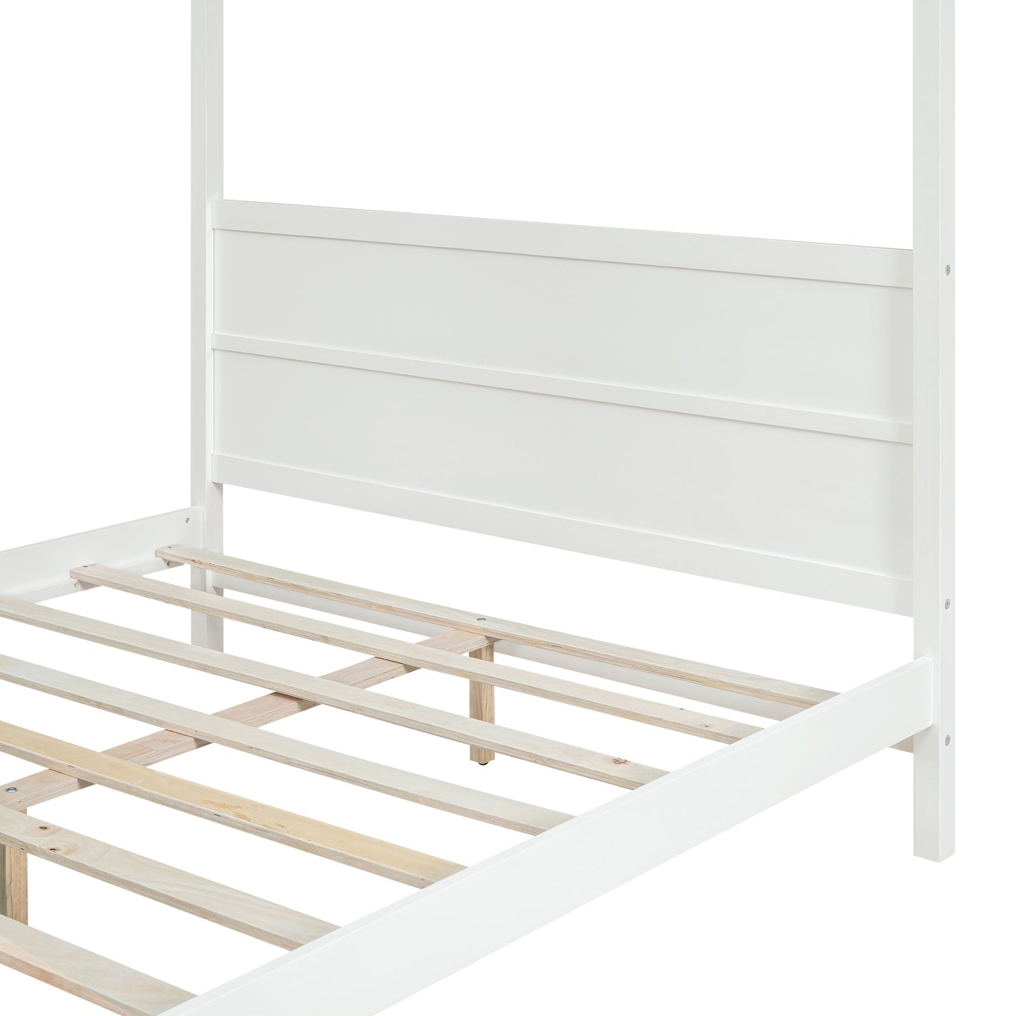 Queen Size Canopy Platform Bed with Headboard and Footboard