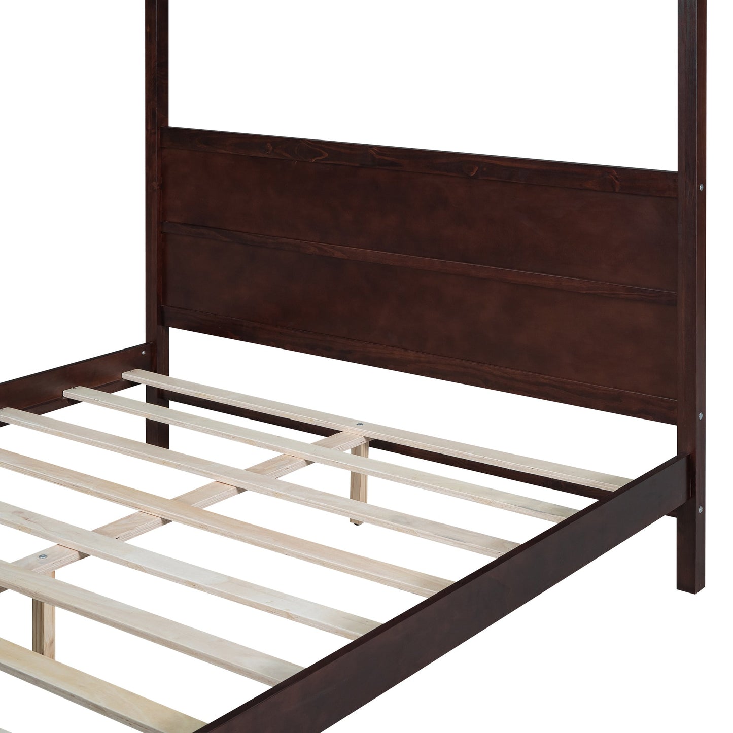 Queen Size Canopy Platform Bed with Headboard and Footboard