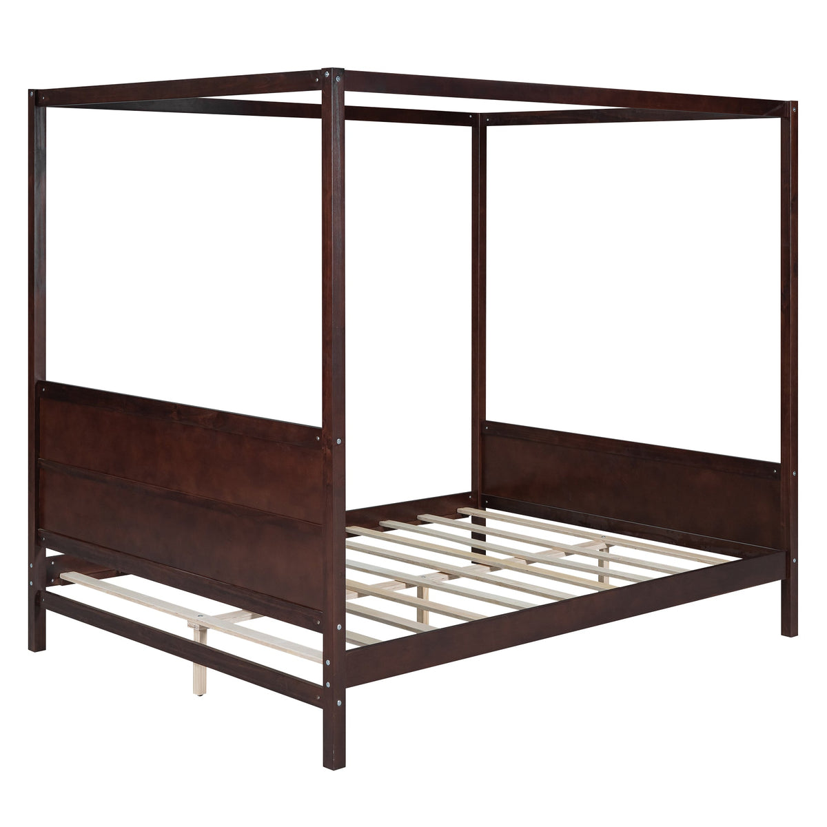 Queen Size Canopy Platform Bed with Headboard and Footboard