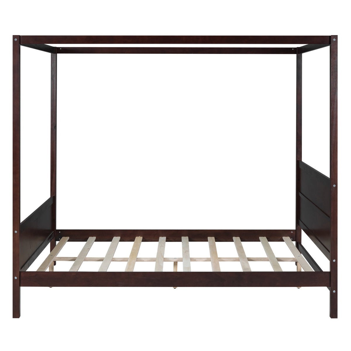 Queen Size Canopy Platform Bed with Headboard and Footboard