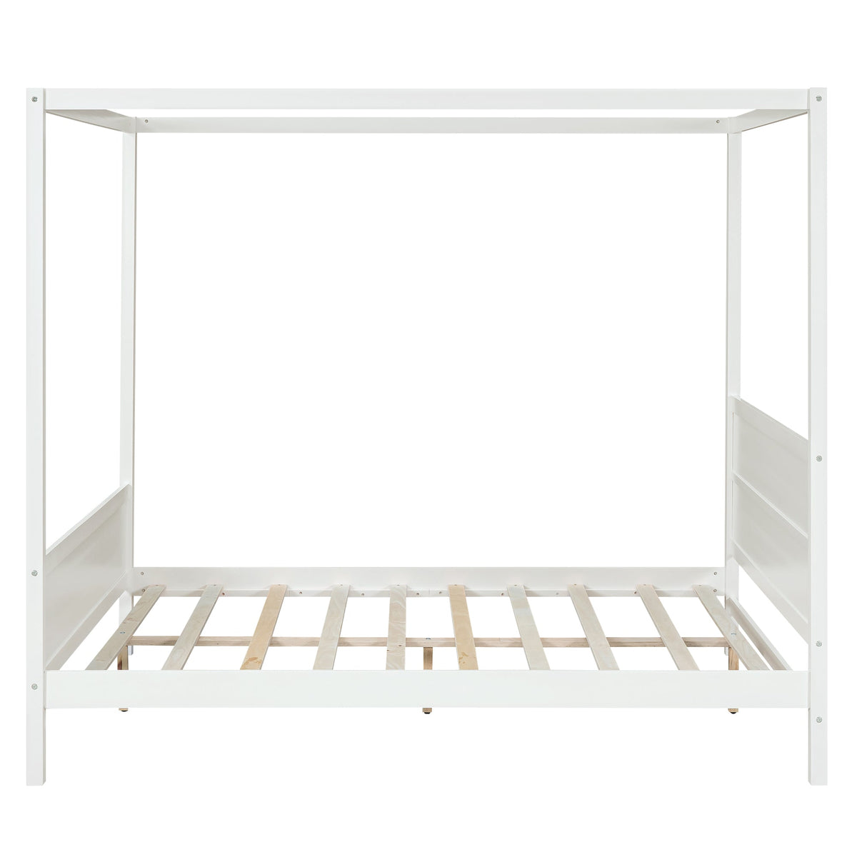 Queen Size Canopy Platform Bed with Headboard and Footboard