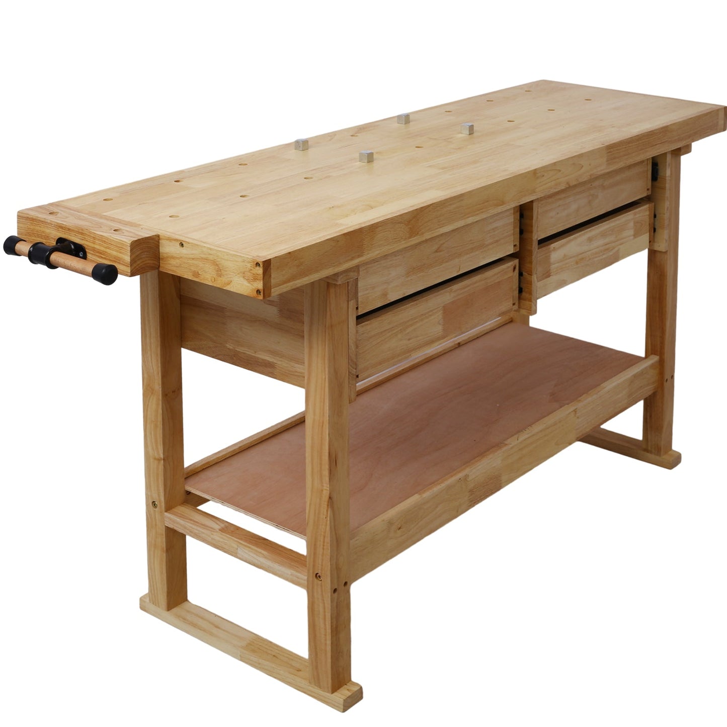 60-Inch Wooden Workbench with 4 Drawers
