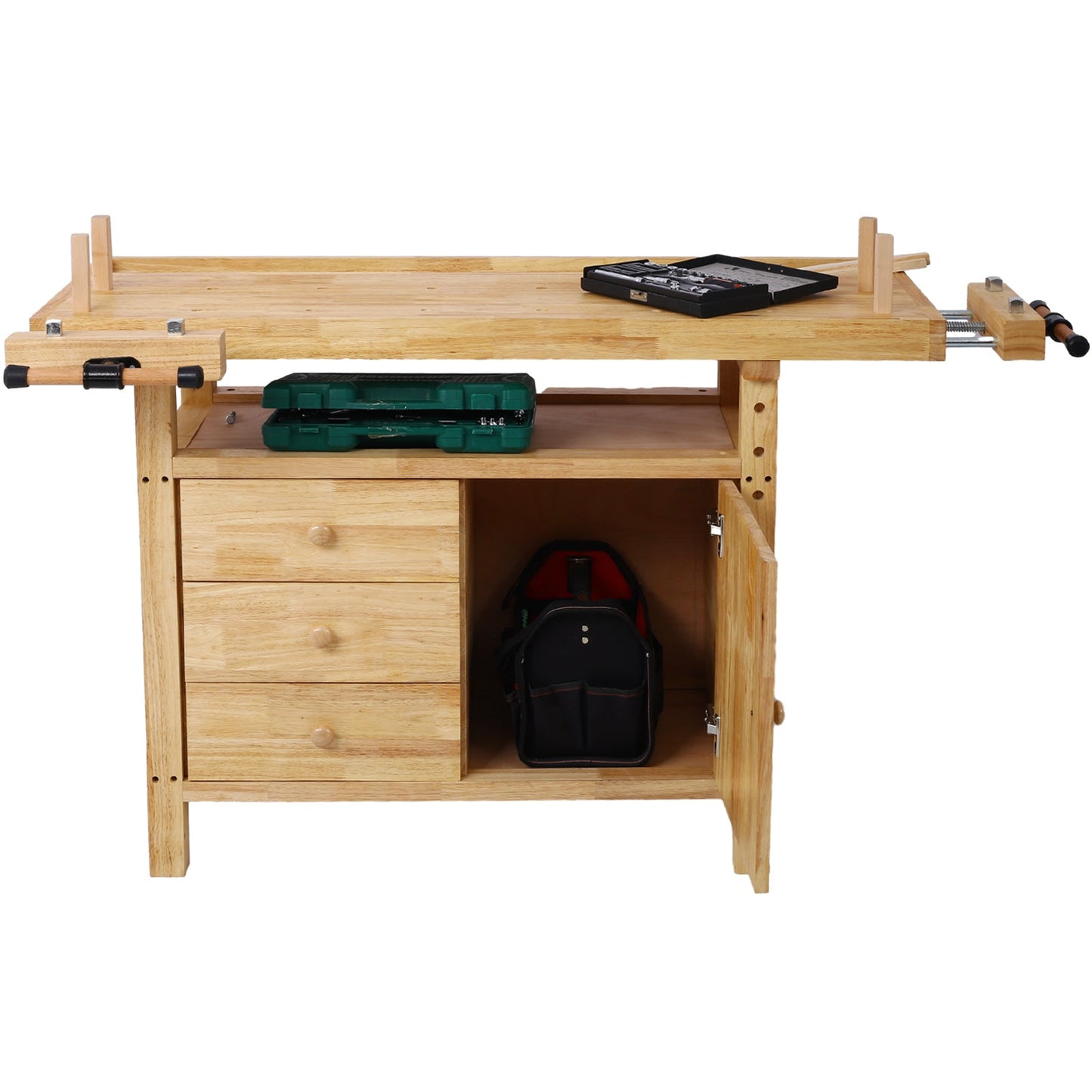 Wood Workbench with Rapid Action Woodworking Vise