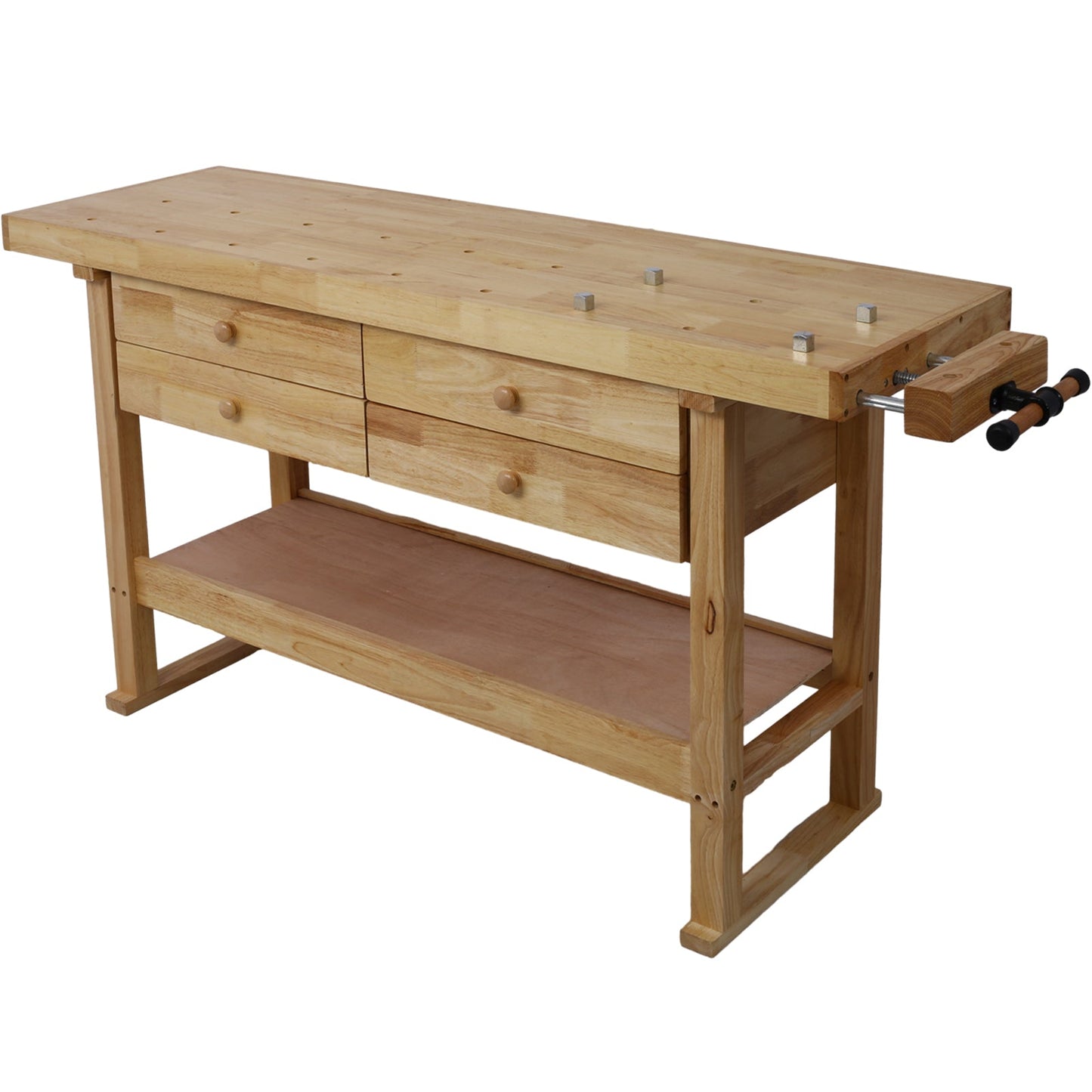 60in Wooden Workbench with 4 Drawers and Bar Clamps Set