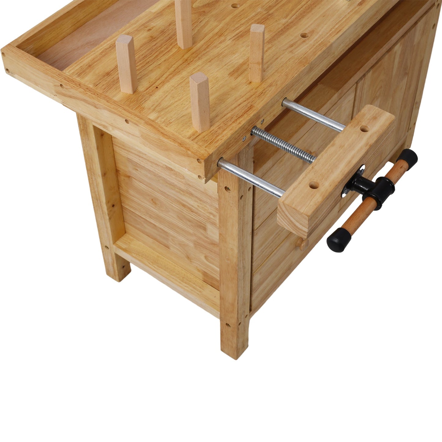 Wood Workbench - Heavy-Duty Wooden Workbench with Vise