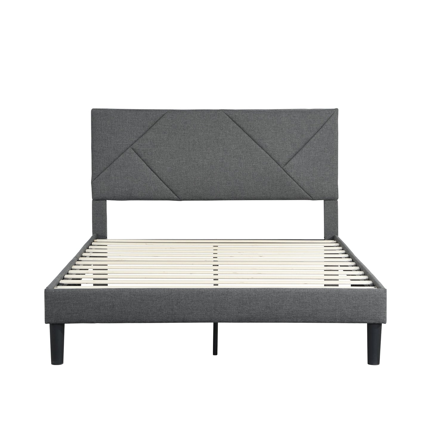 Queen Size Upholstered Platform Bed Frame with Headboard