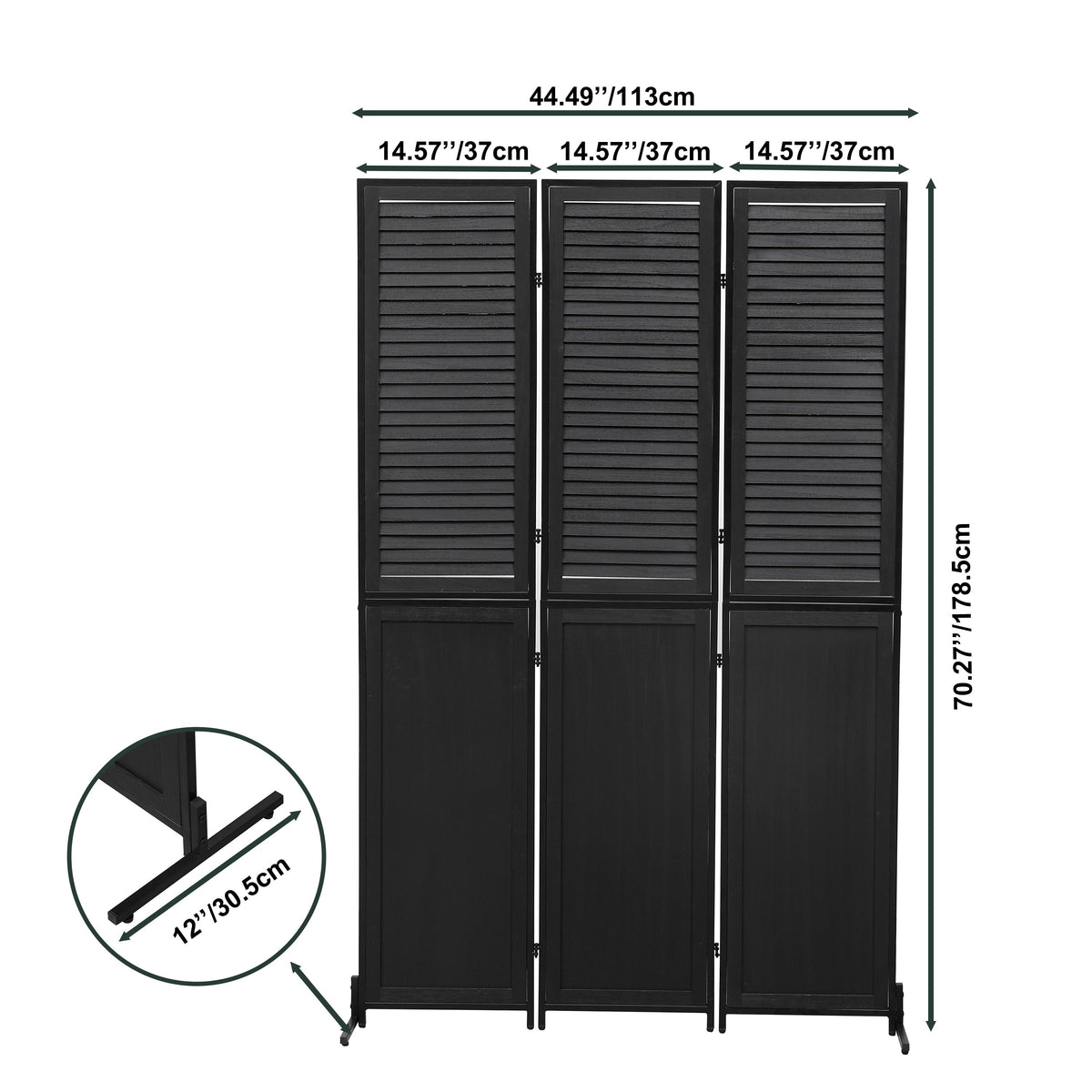 3 Panel Wood Folding Privacy Screen