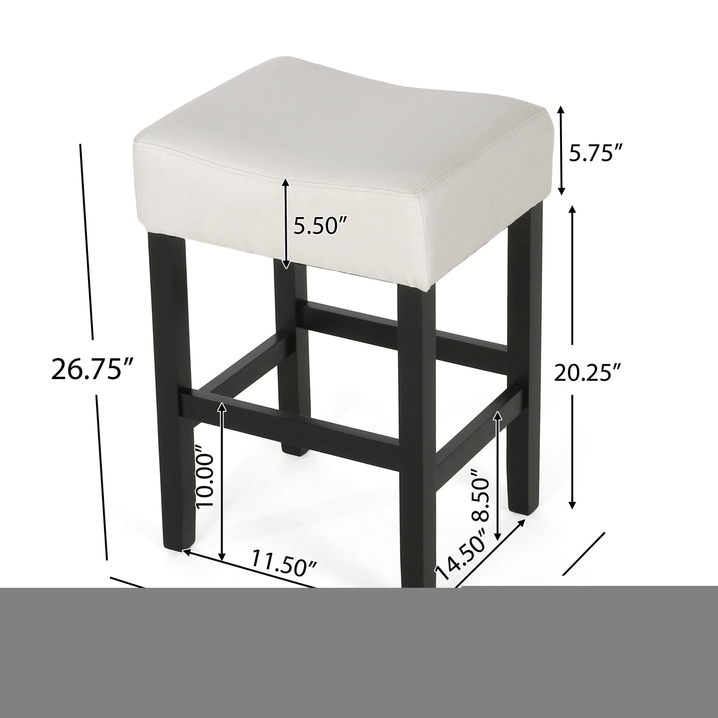 Set of 2, 26.75" Backless Fabric Counter Height Barstool