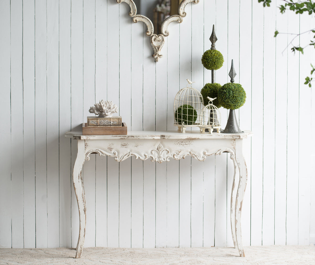 Slimline Whitewash Console Table