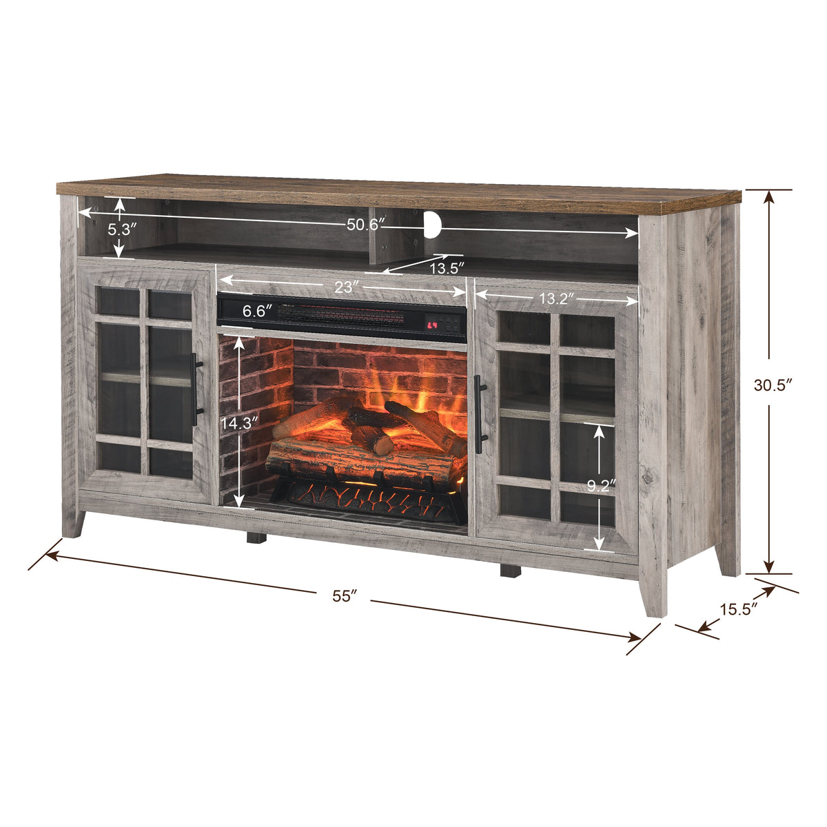 55 Inch TV Media Stand with Electric Fireplace