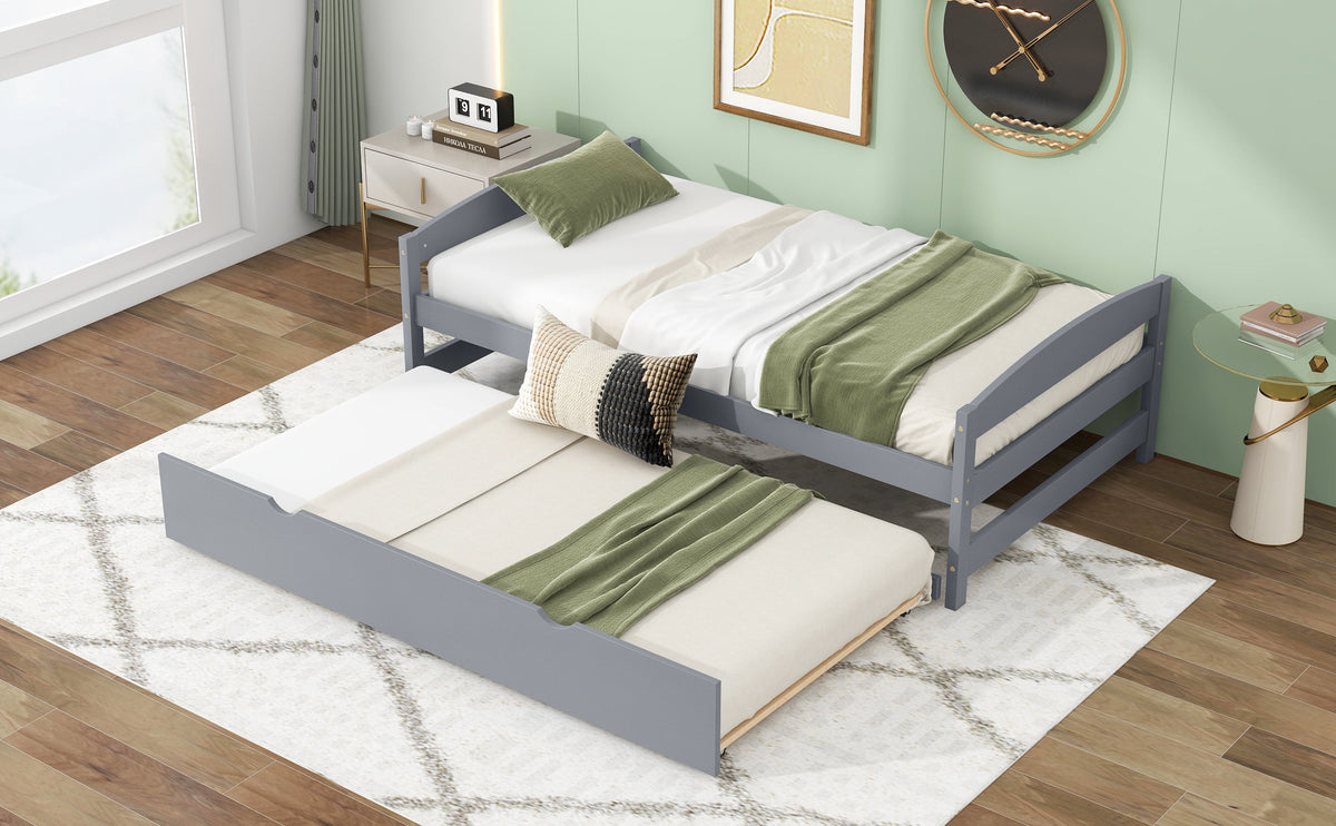 Twin Size Platform Bed with Twin Size Trundle