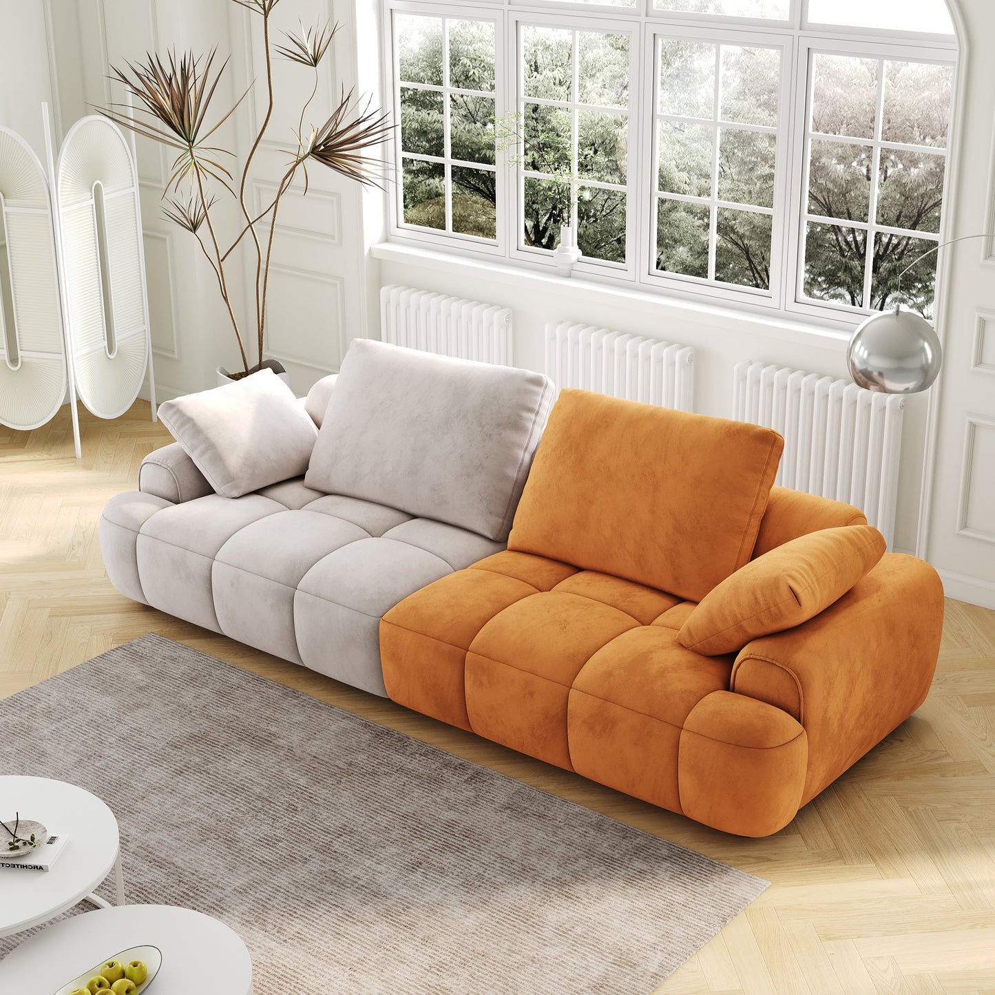 Large Two Seat Modern Upholstered Sofa