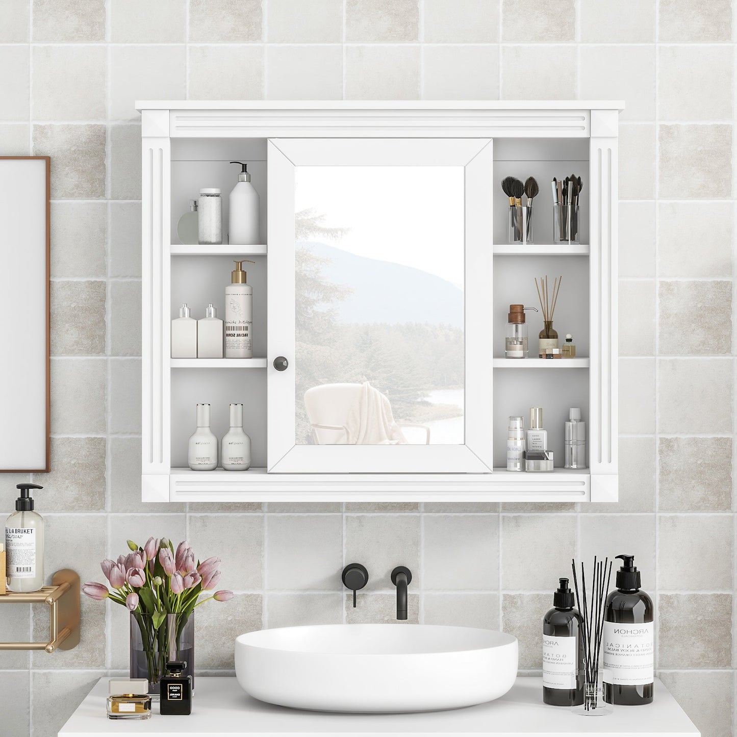 35'' x 28'' Wall Mounted Bathroom Storage Cabinet