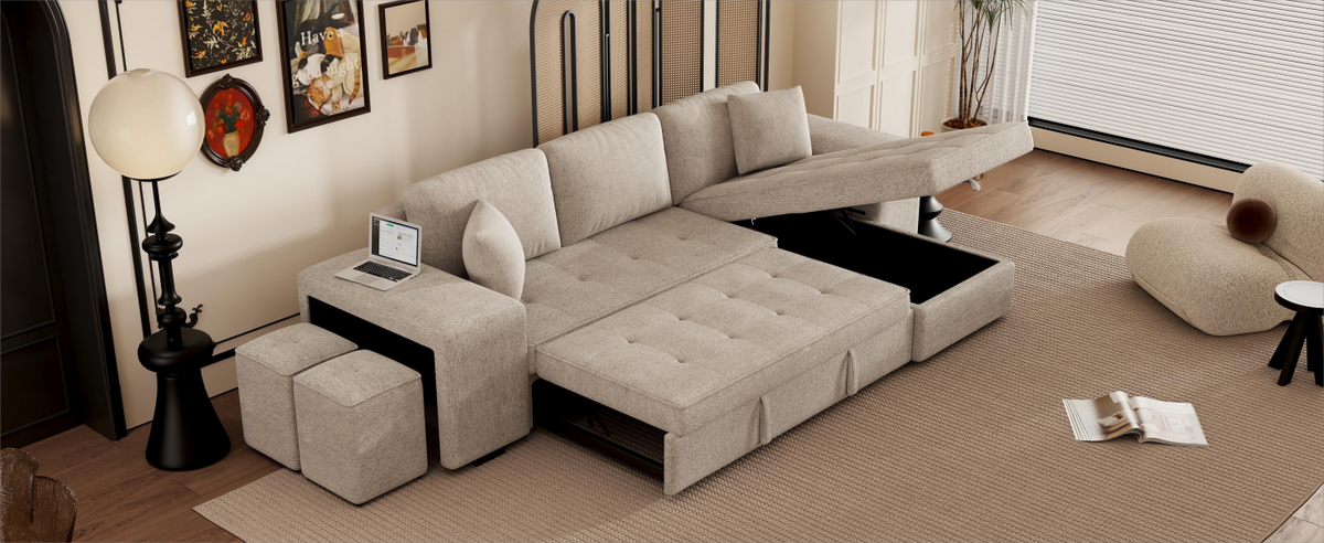 104.5" Modern L-Shape 3 Seat Reversible Sectional Couch