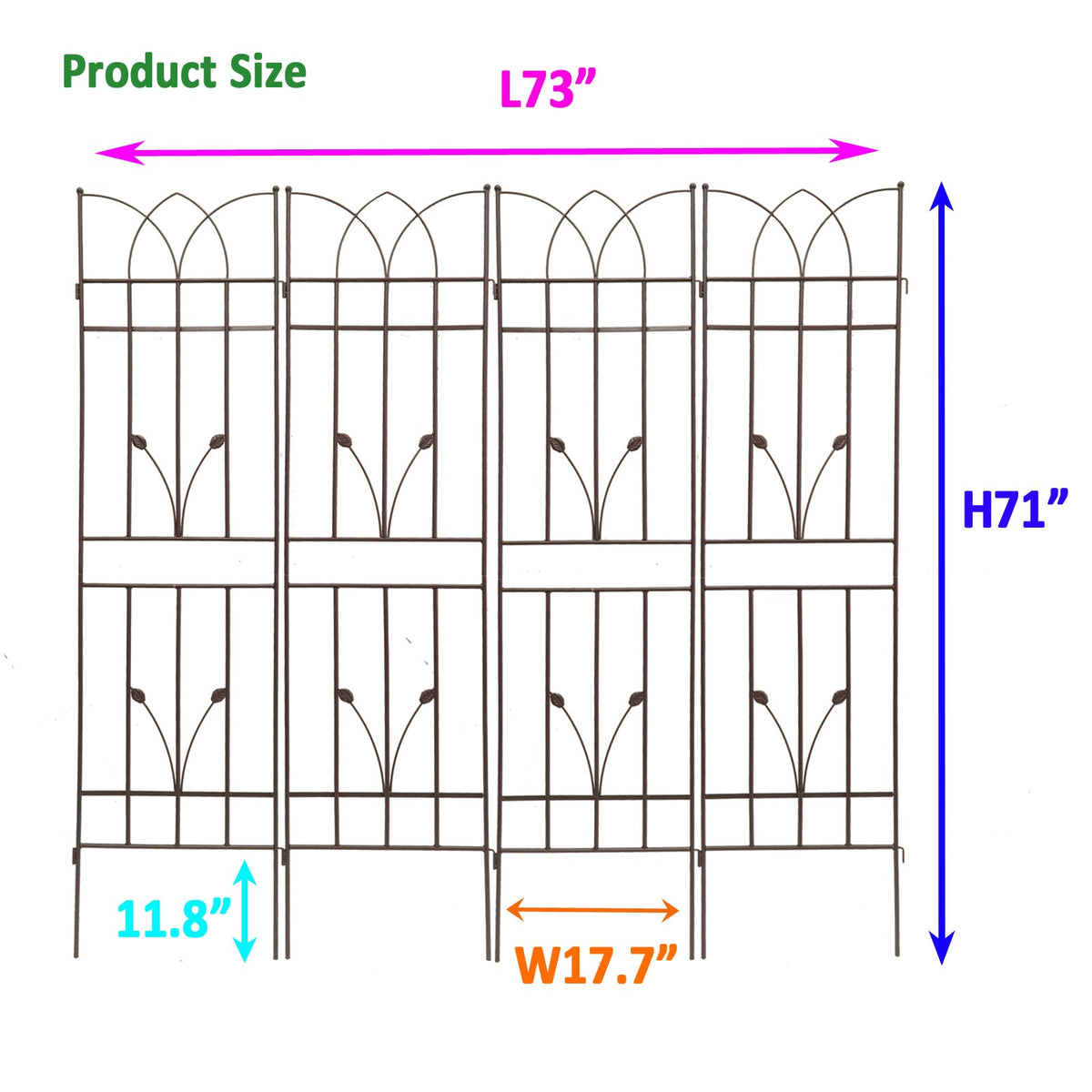 4 Pack Metal Garden Trellis 71" x 17.7"