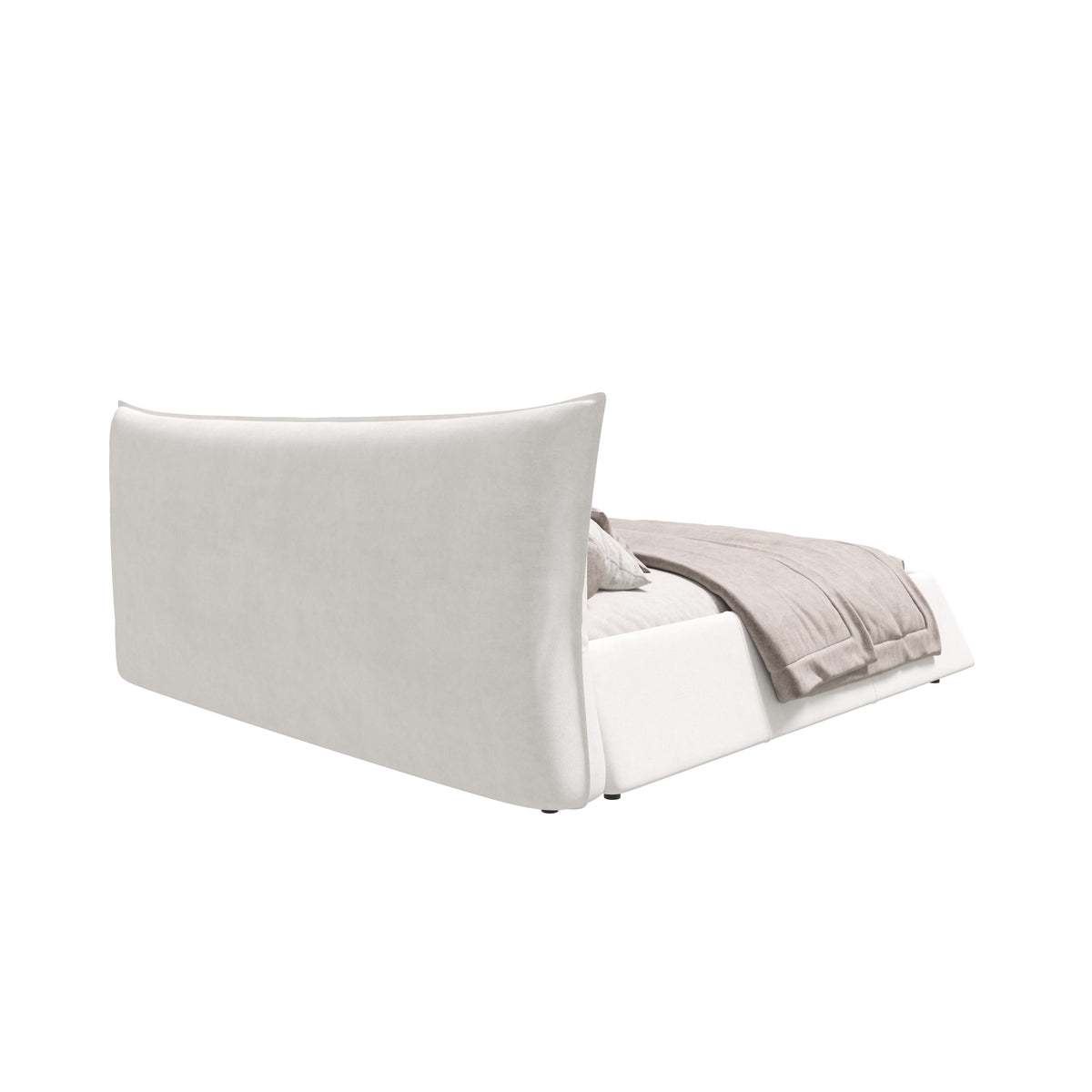 King Size Upholstered Platform Bed with Velvet Headboard