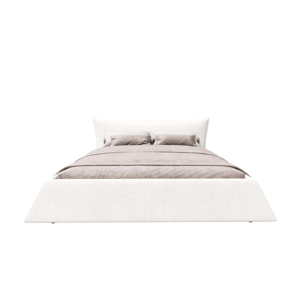 King Size Upholstered Platform Bed with Velvet Headboard
