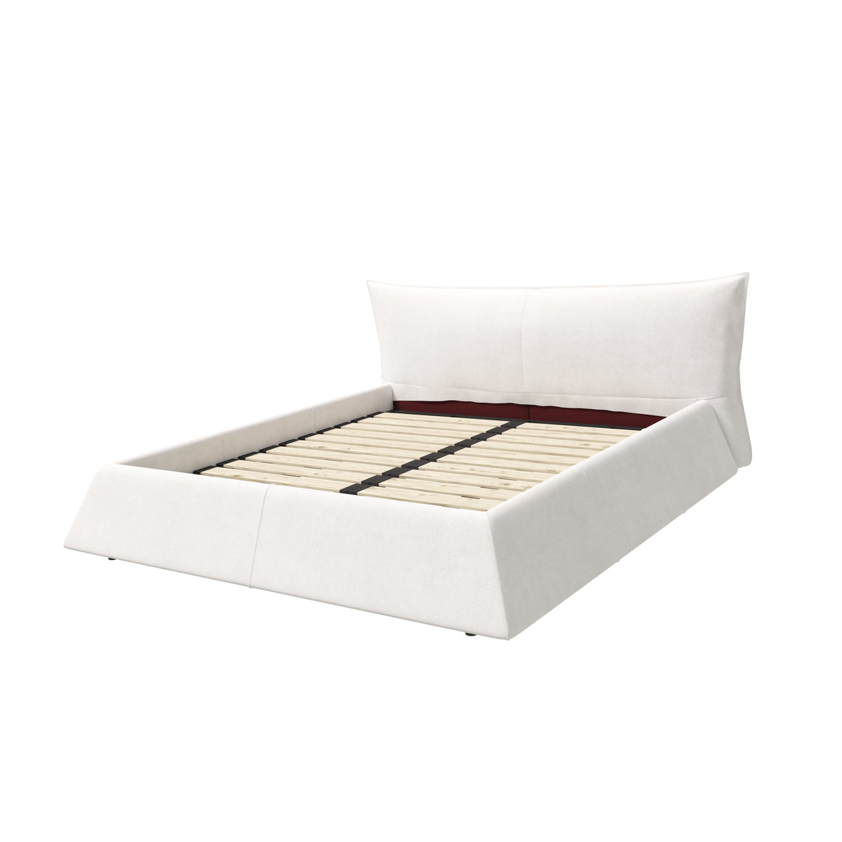 King Size Upholstered Platform Bed with Velvet Headboard