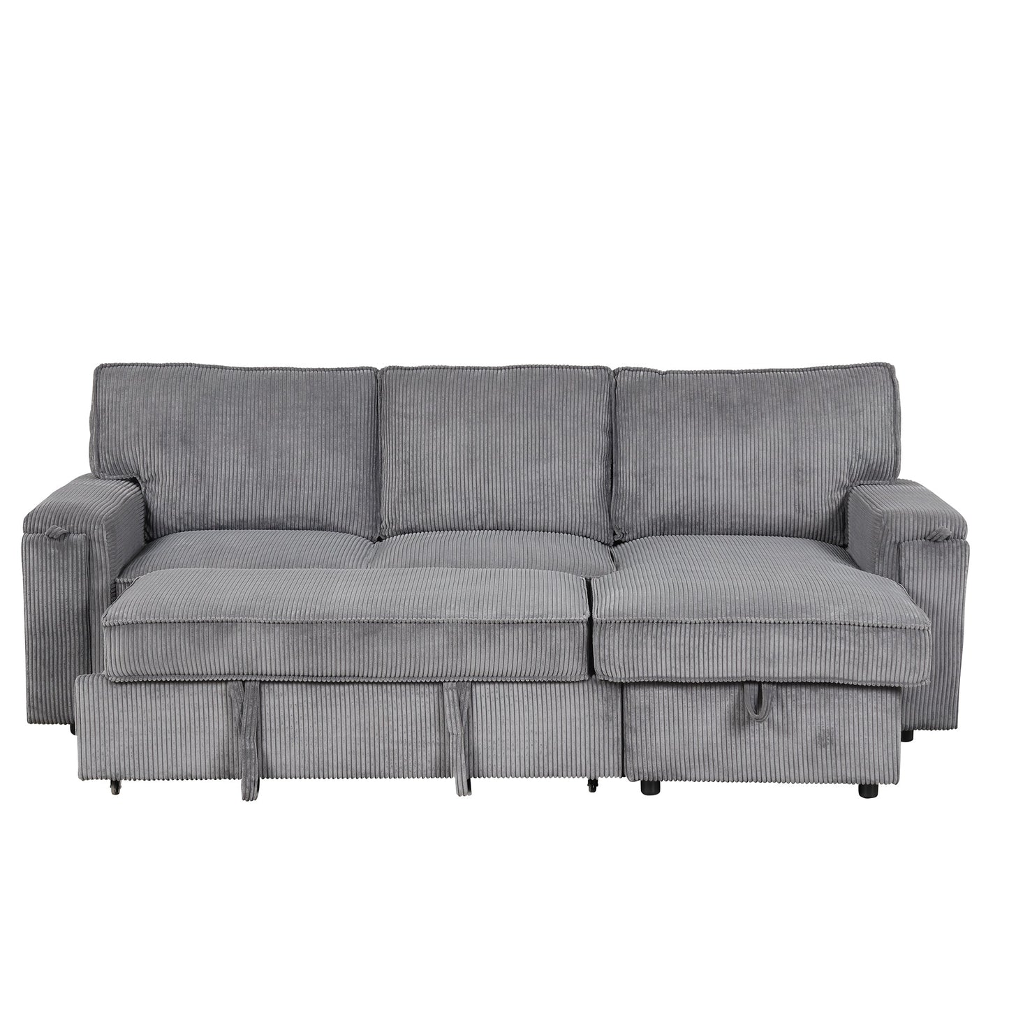 U_STYLE Upholstery Sleeper Sectional Sofa