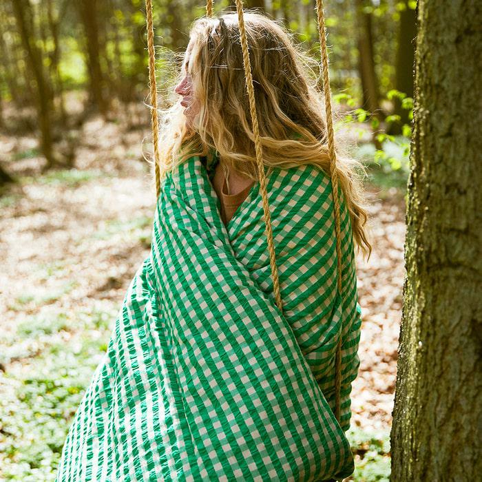 JUNA Bæk&Bølge Duvet Cover Set, Twin, Green/Sand