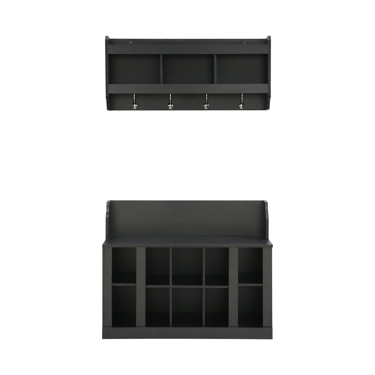 On-Trend Shoe Storage Bench With Shelves and Hooks