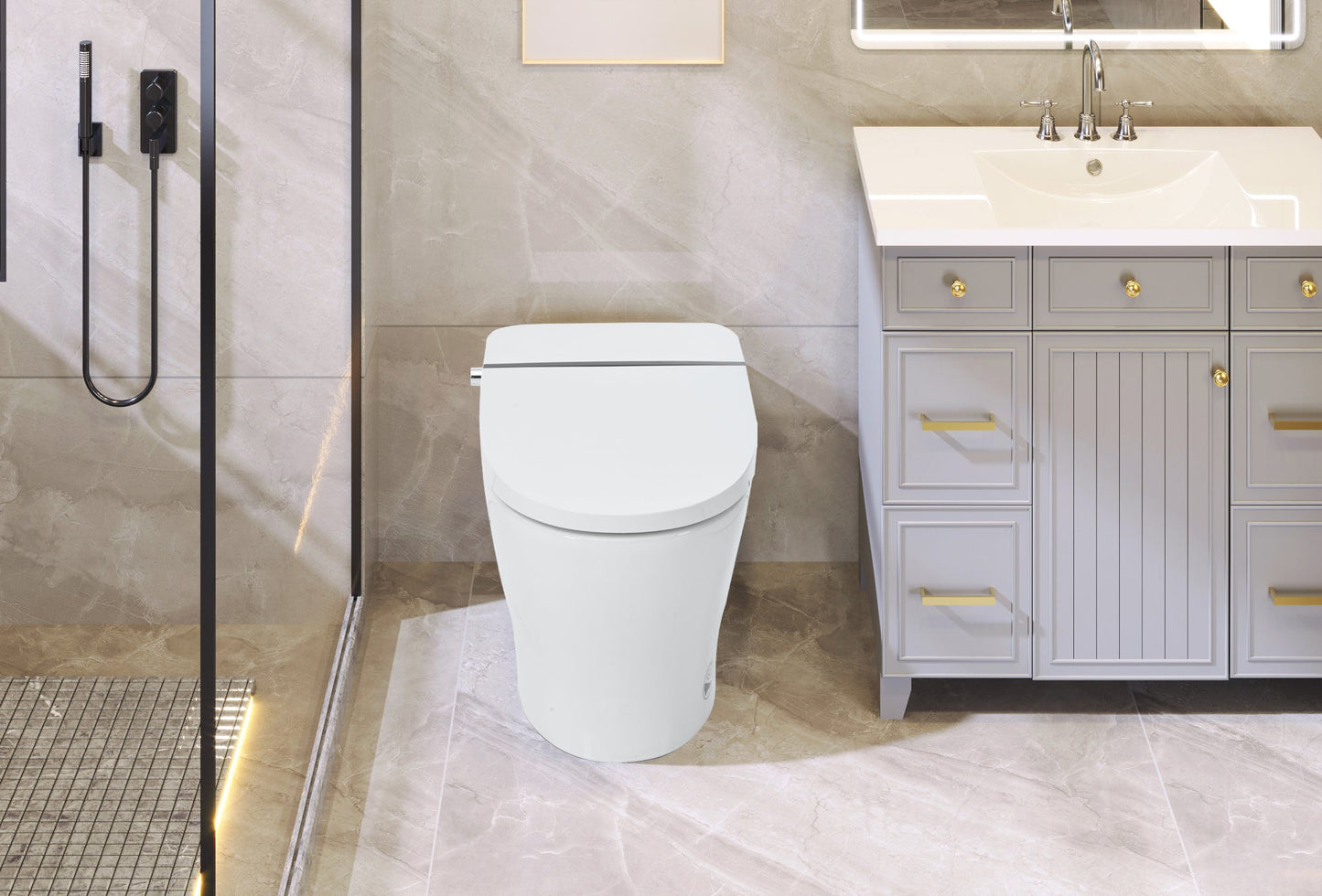 Smart Toilet Bidet Combo with Self-Cleaning Nozzle