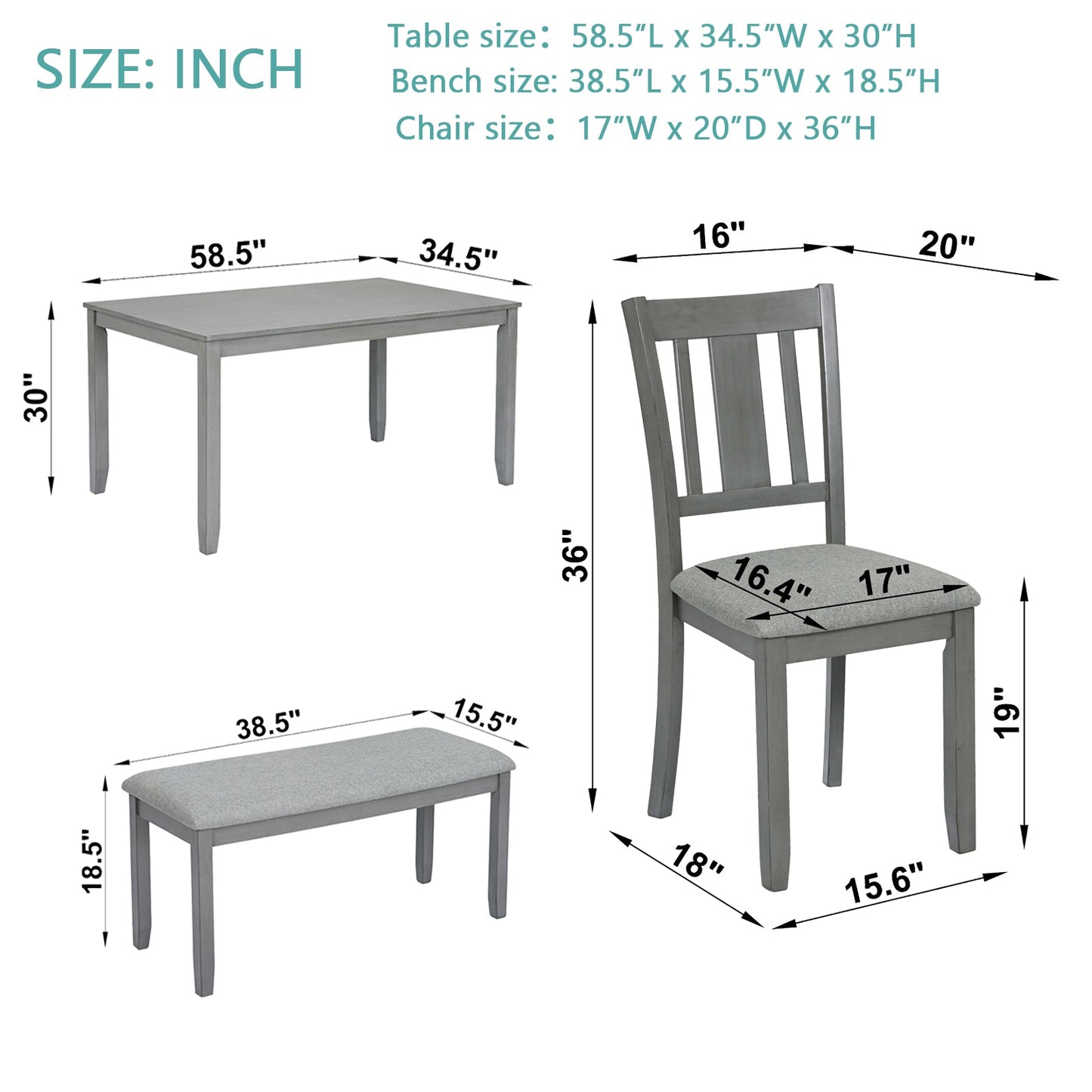 6 Piece Kitchen Dining Set