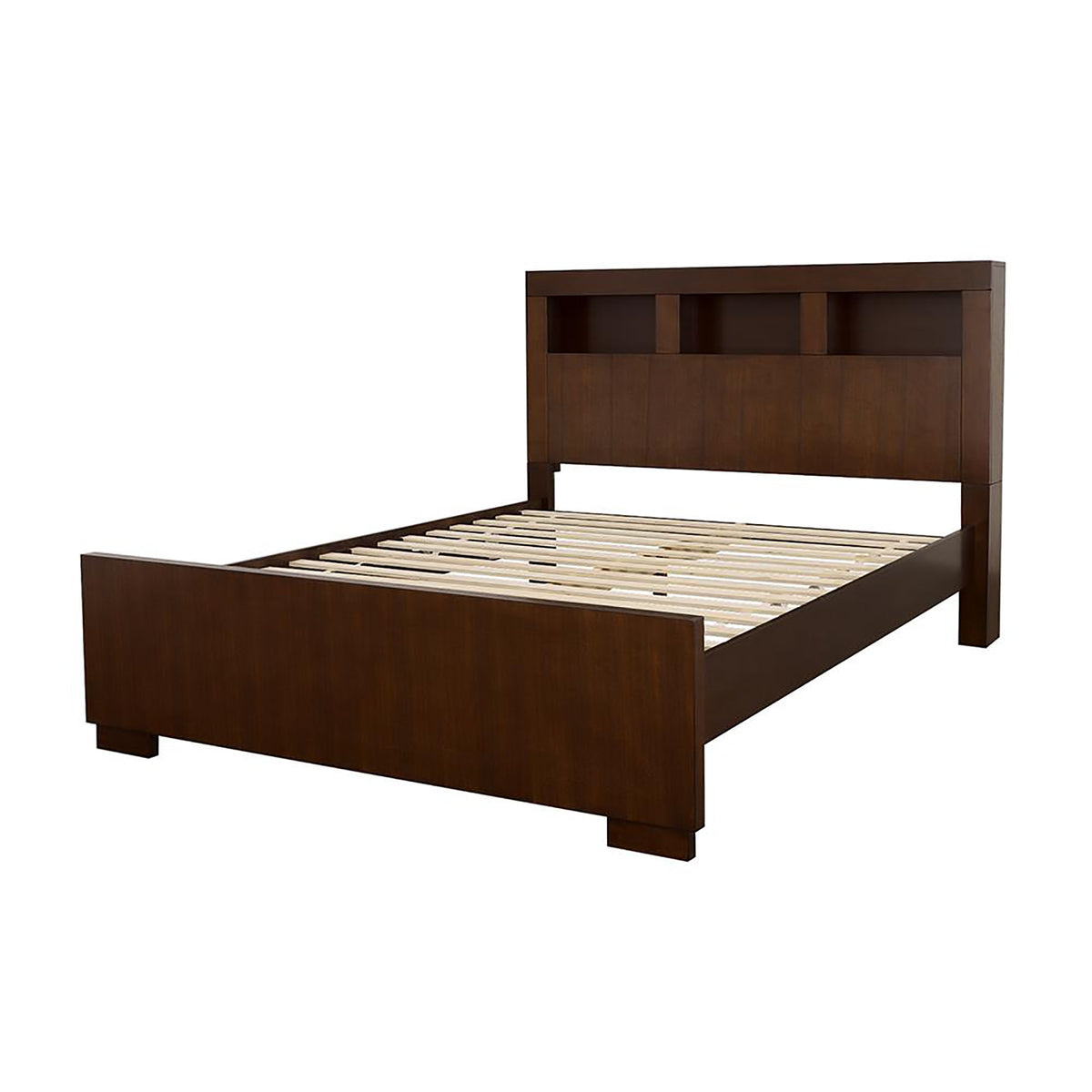 Cappuccino Queen Bed with Bookcase Headboard