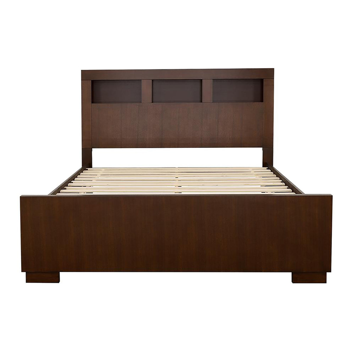 Cappuccino Queen Bed with Bookcase Headboard