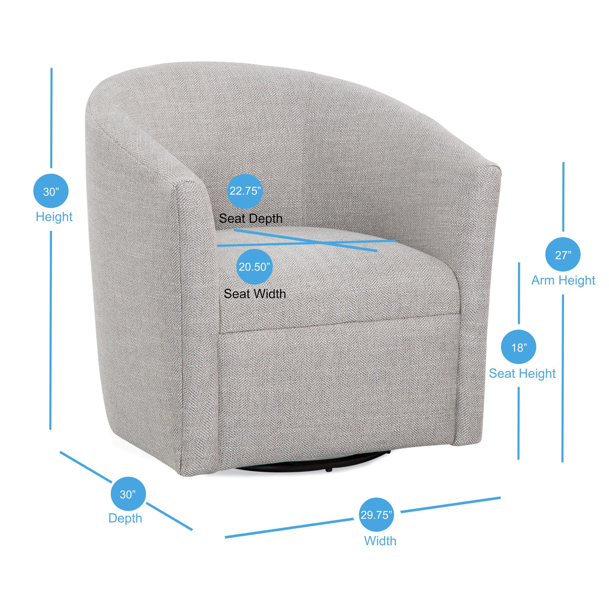 Lainey Sea Oat Swivel Barrel Chair