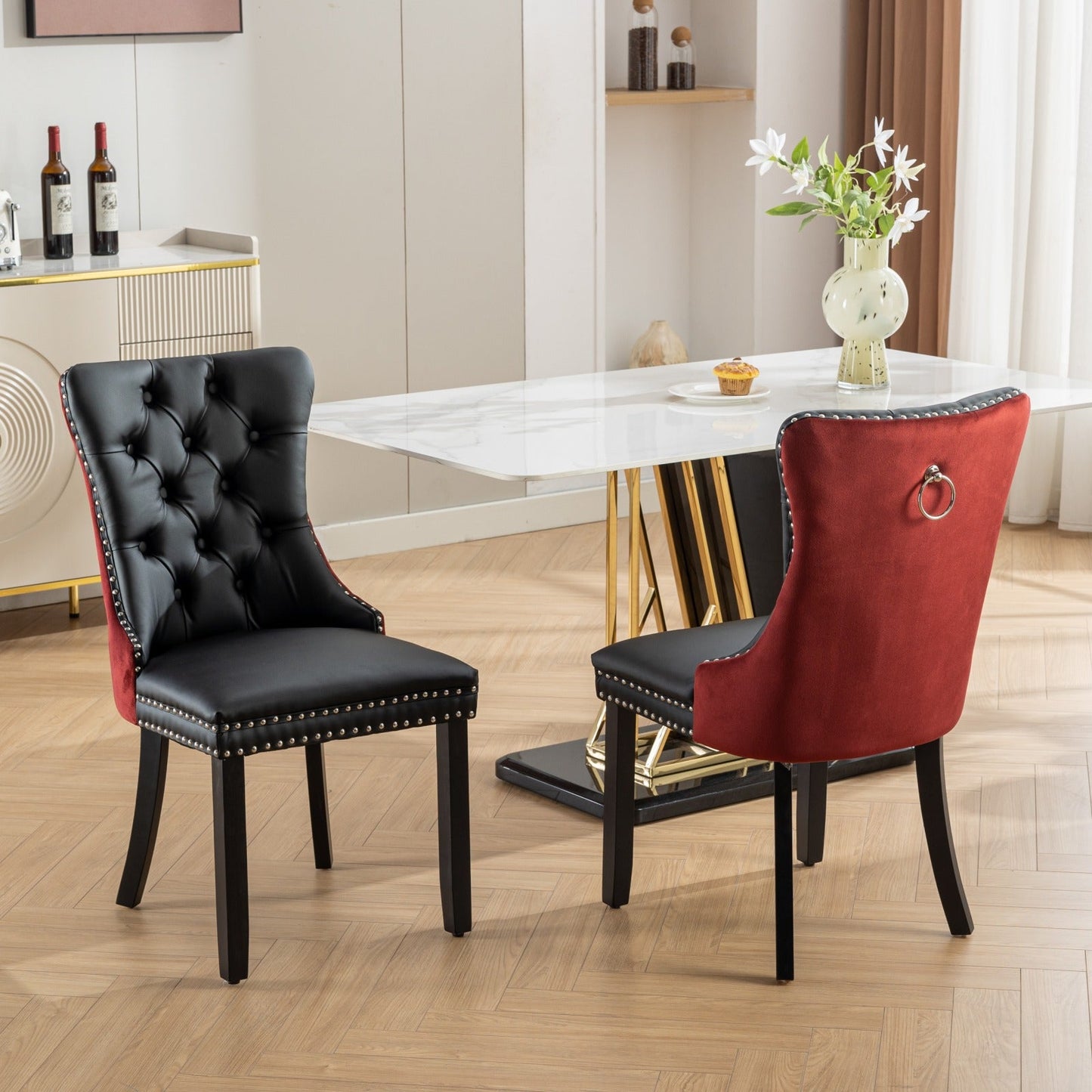 Nikki Collection Modern Tufted Dining Chair Set - 2-Pcs