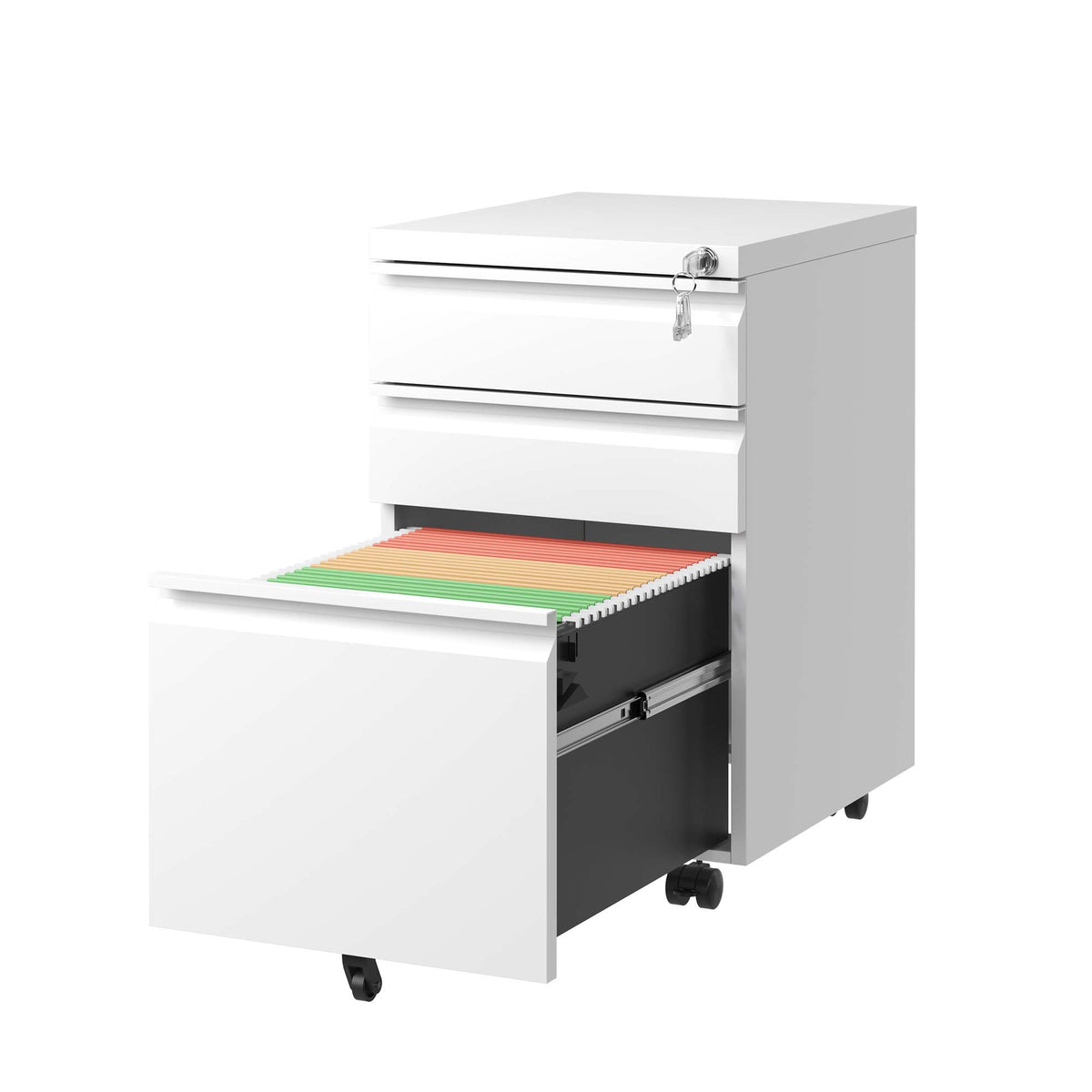 3 Drawer Mobile File Cabinet with Lock