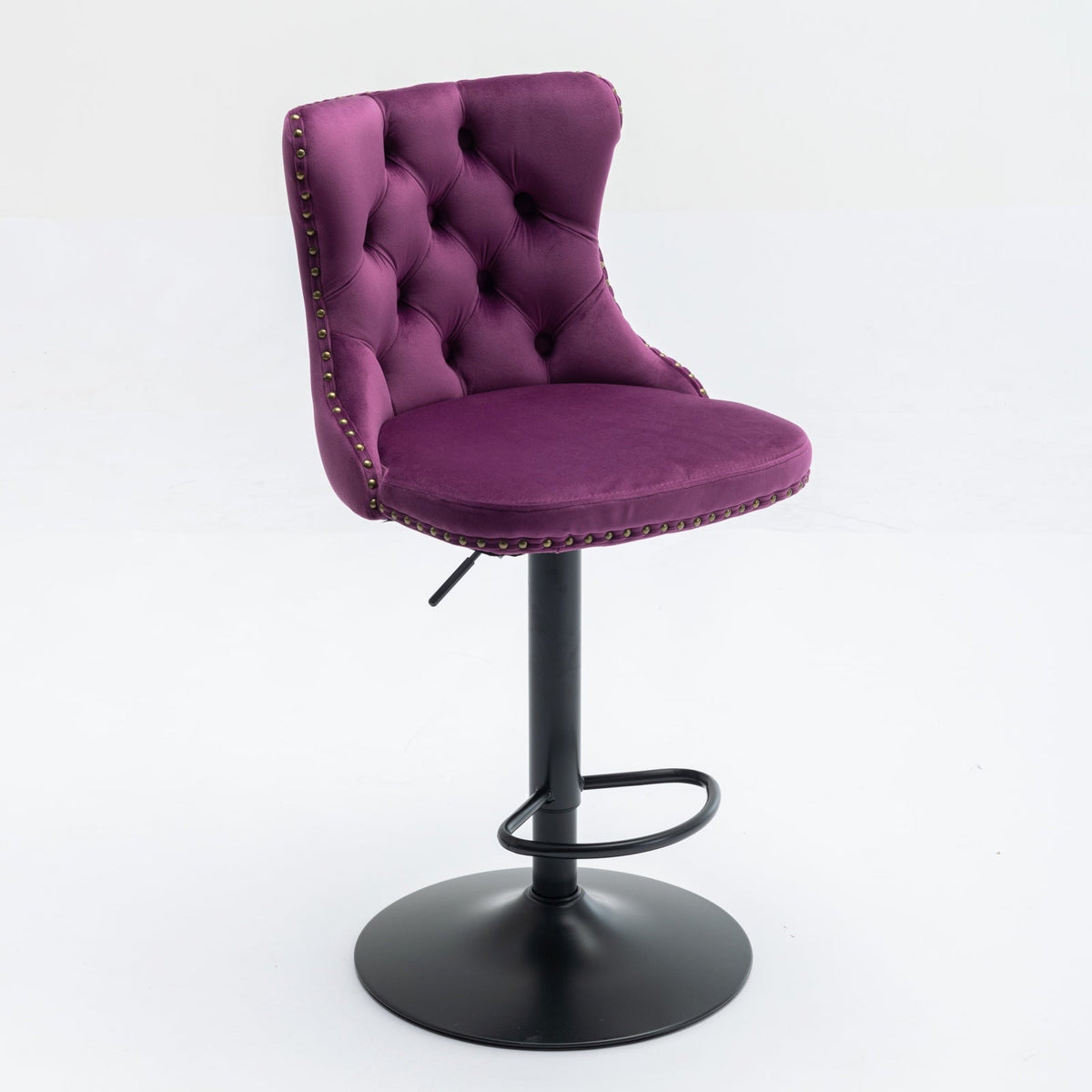 Swivel Velvet Barstools with Adjustable Seat Height