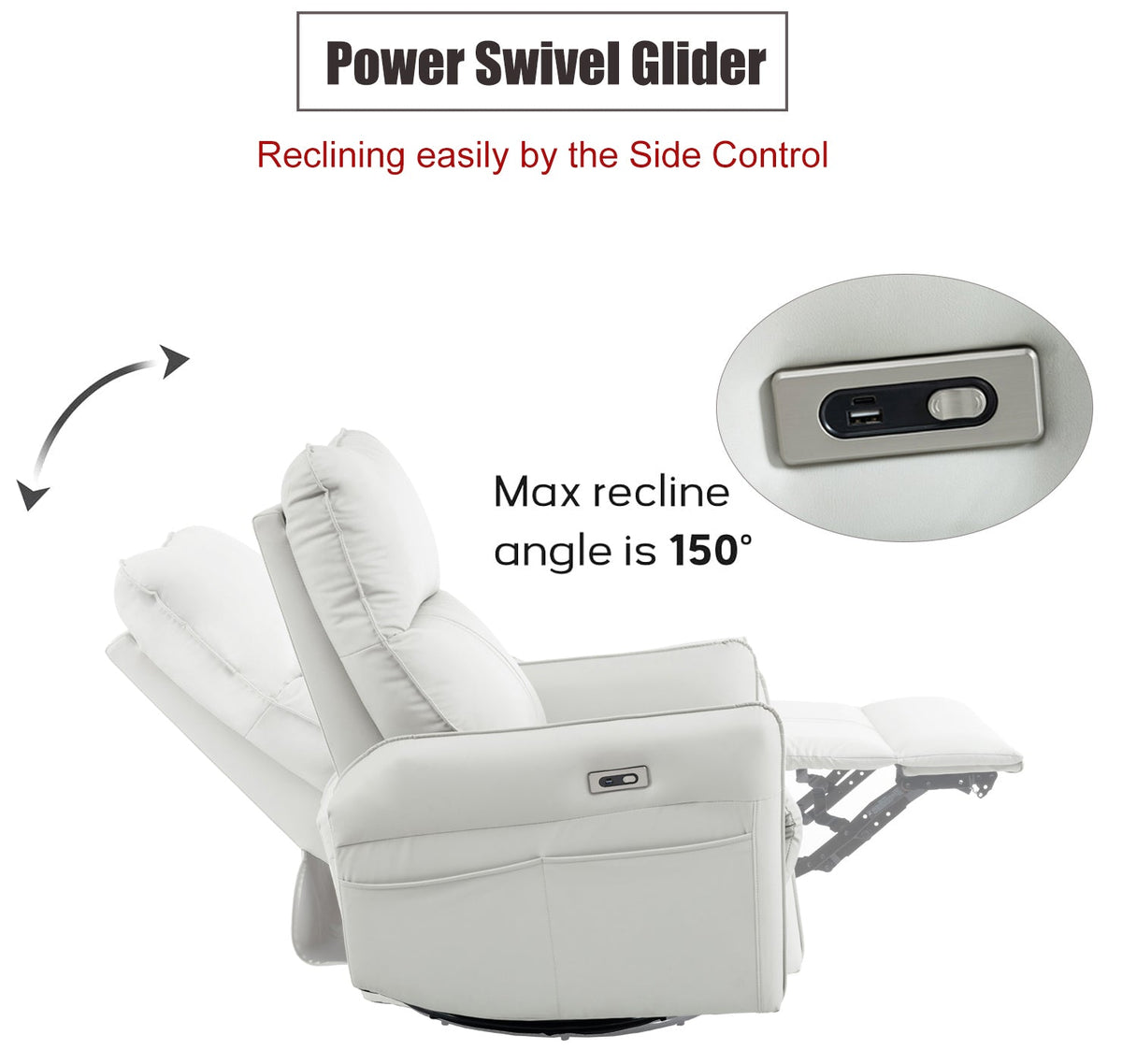 270° Power Swivel Rocker Recliner Chair