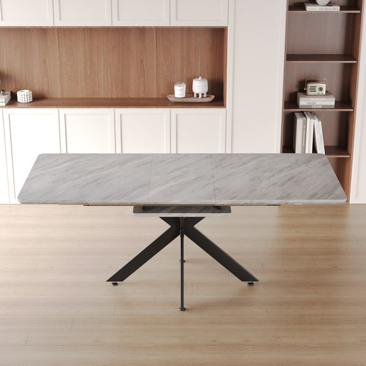 62.4" Extendable Dining Table Set for 6-8 Persons