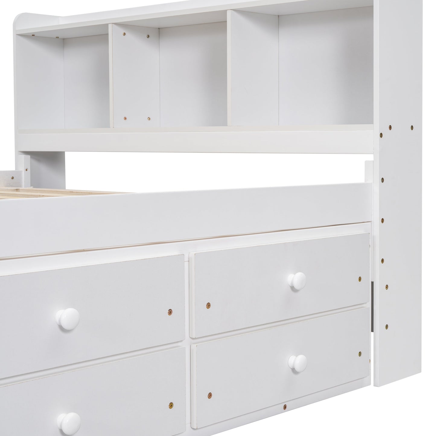 Full Bed with Bookcase Headboard and Storage Solutions