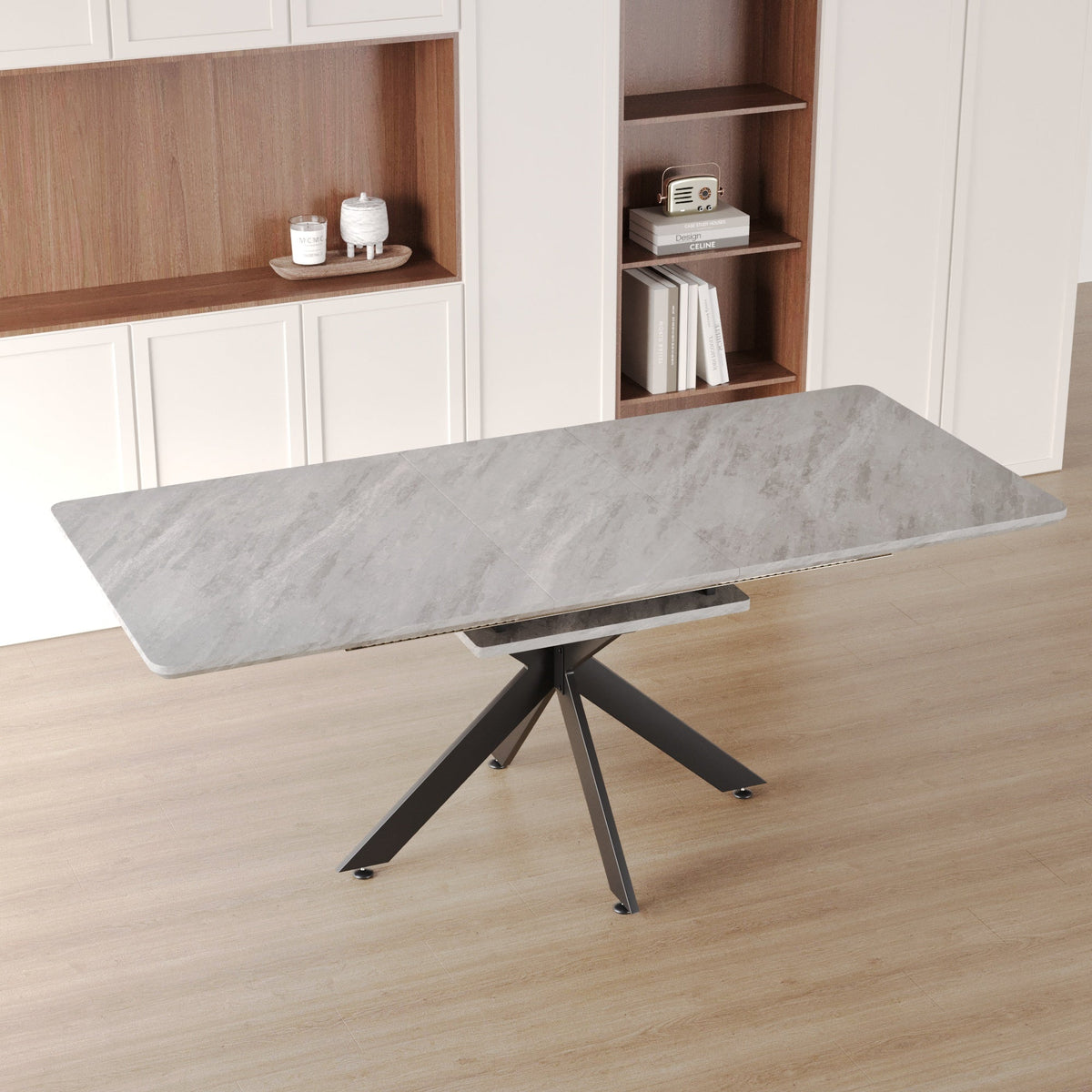 62.4" Extendable Dining Table Set for 6-8 Persons