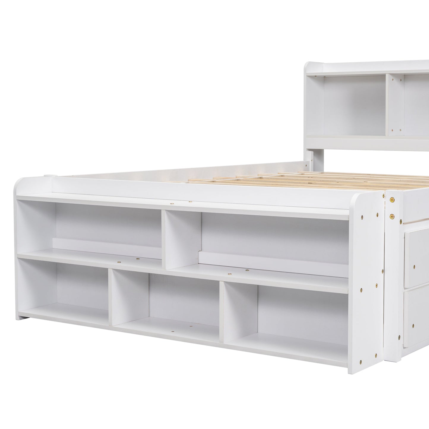 Full Bed with Bookcase Headboard and Storage Solutions