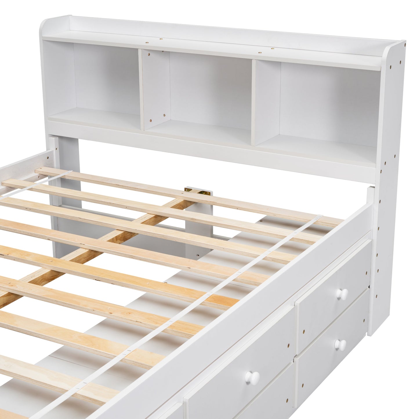 Full Bed with Bookcase Headboard and Storage Solutions